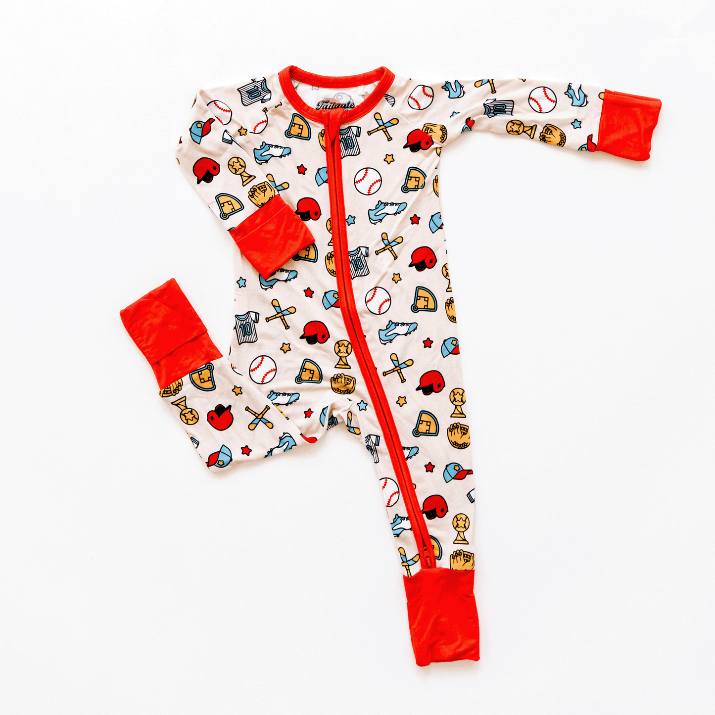 Baseball Double Zipper Onesie