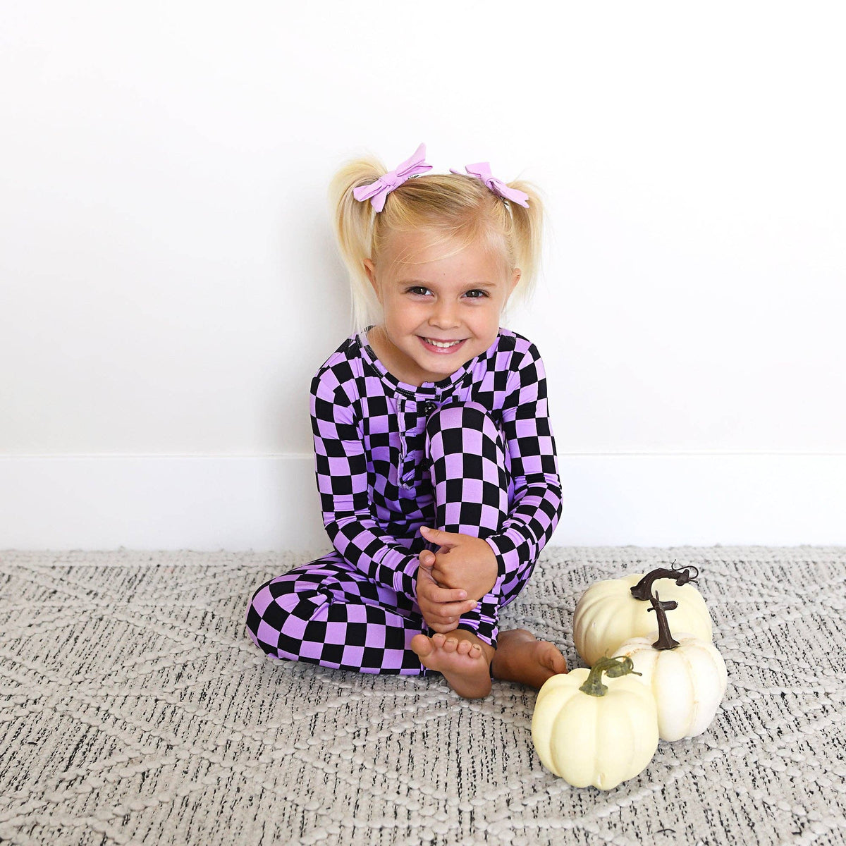 Hadley RUFFLE TWO PIECE Bamboo Halloween Checks Outfit