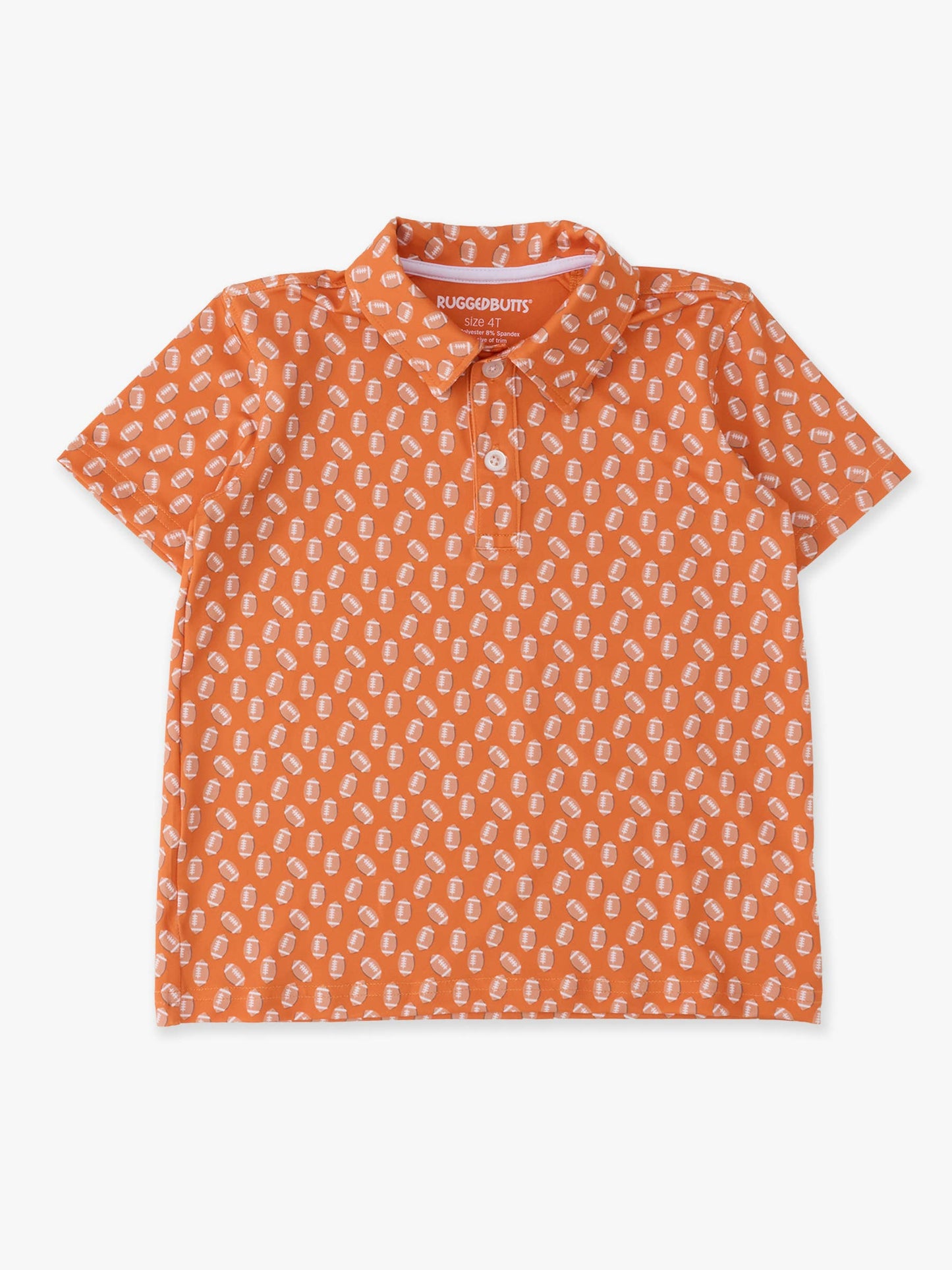 Boys Varsity Orange Football Frenzy Knit Short Sleeve Performance Polo