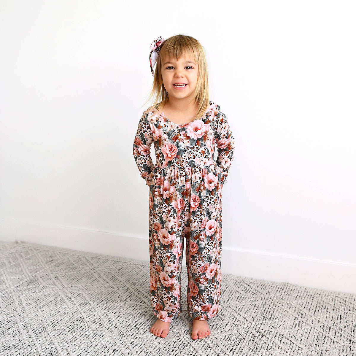 Laura WIDE LEG ROMPER Bamboo Floral Kids Clothing Outfit