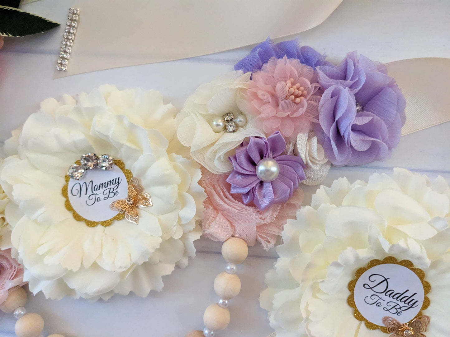 Butterfly Baby Girl Shower Mom To Be Sash Belt Photo Prop