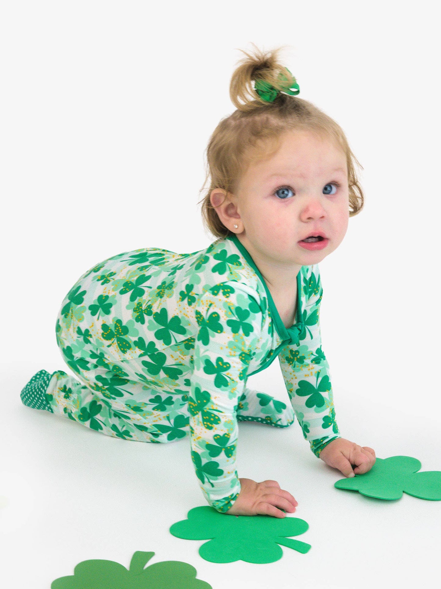 SoftSnooze™ Baby Bamboo Viscose Clover Field Footed One Piece Pajama