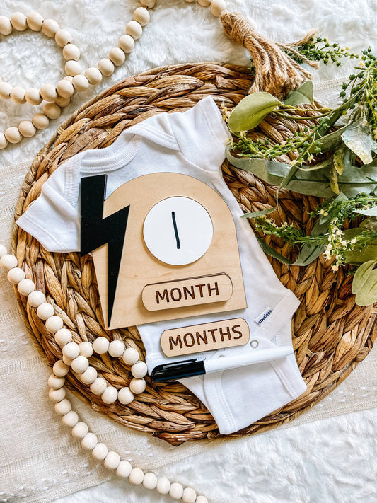Lightning Bolt Monthly Milestone Dry Erase Sign