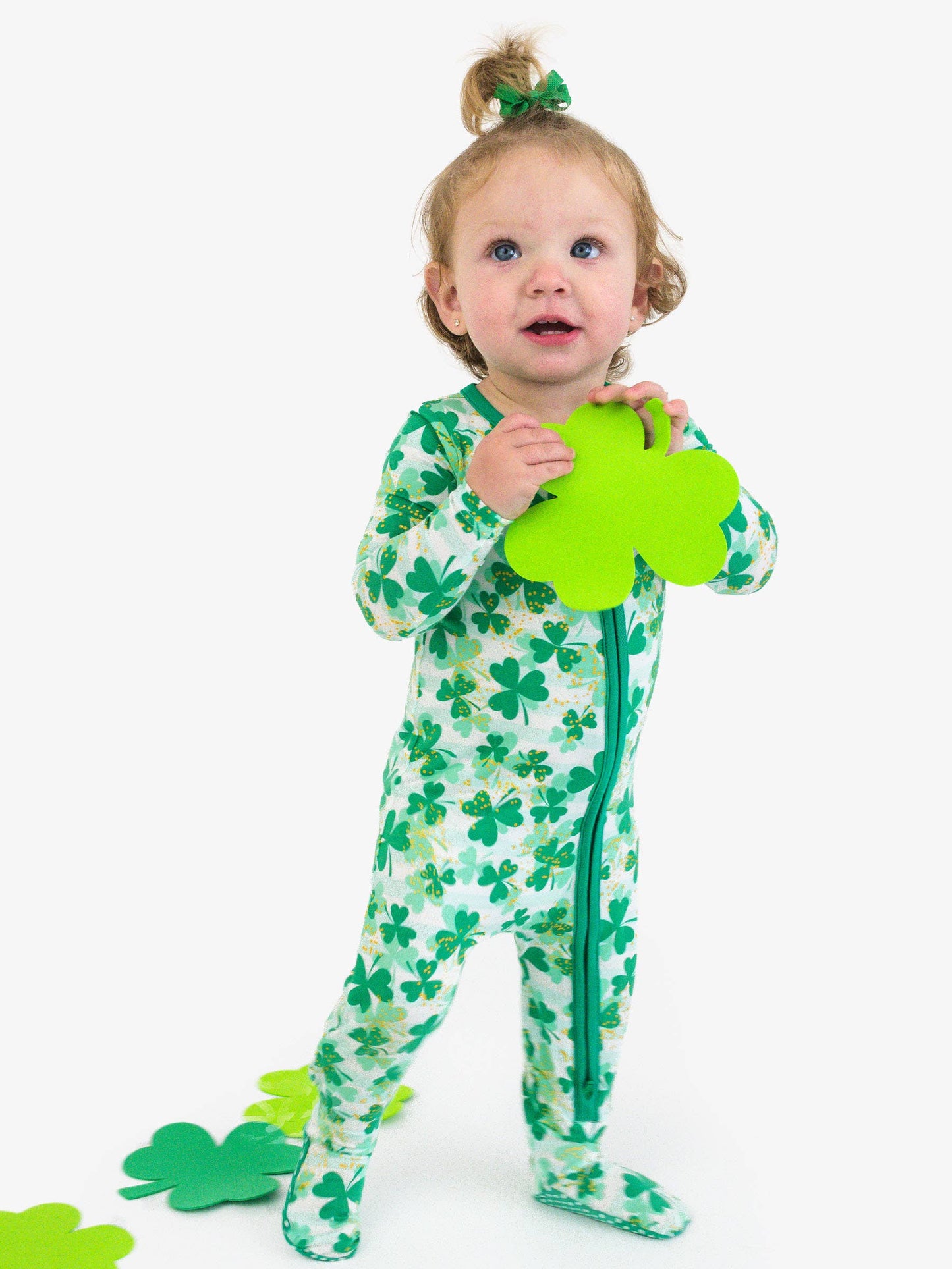 SoftSnooze™ Baby Bamboo Viscose Clover Field Footed One Piece Pajama
