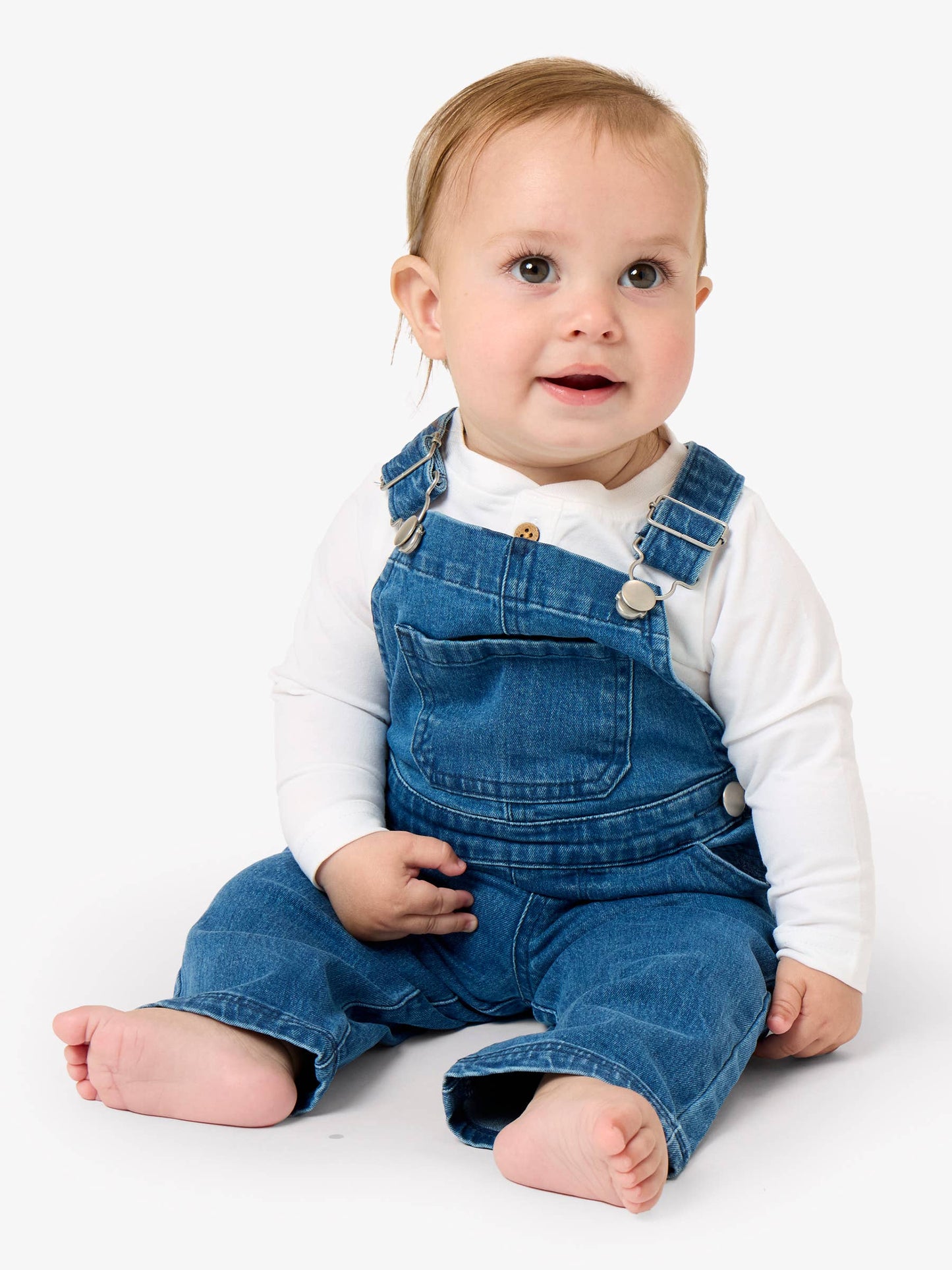 Boys Medium Wash Stretch Denim Overalls