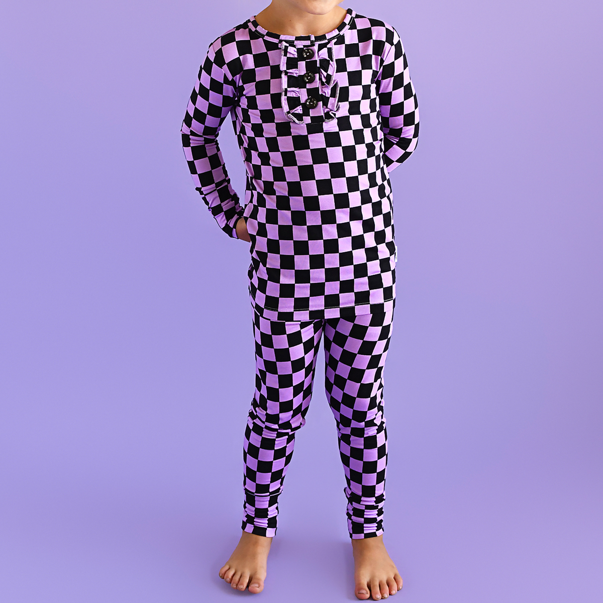 Hadley RUFFLE TWO PIECE Bamboo Halloween Checks Outfit