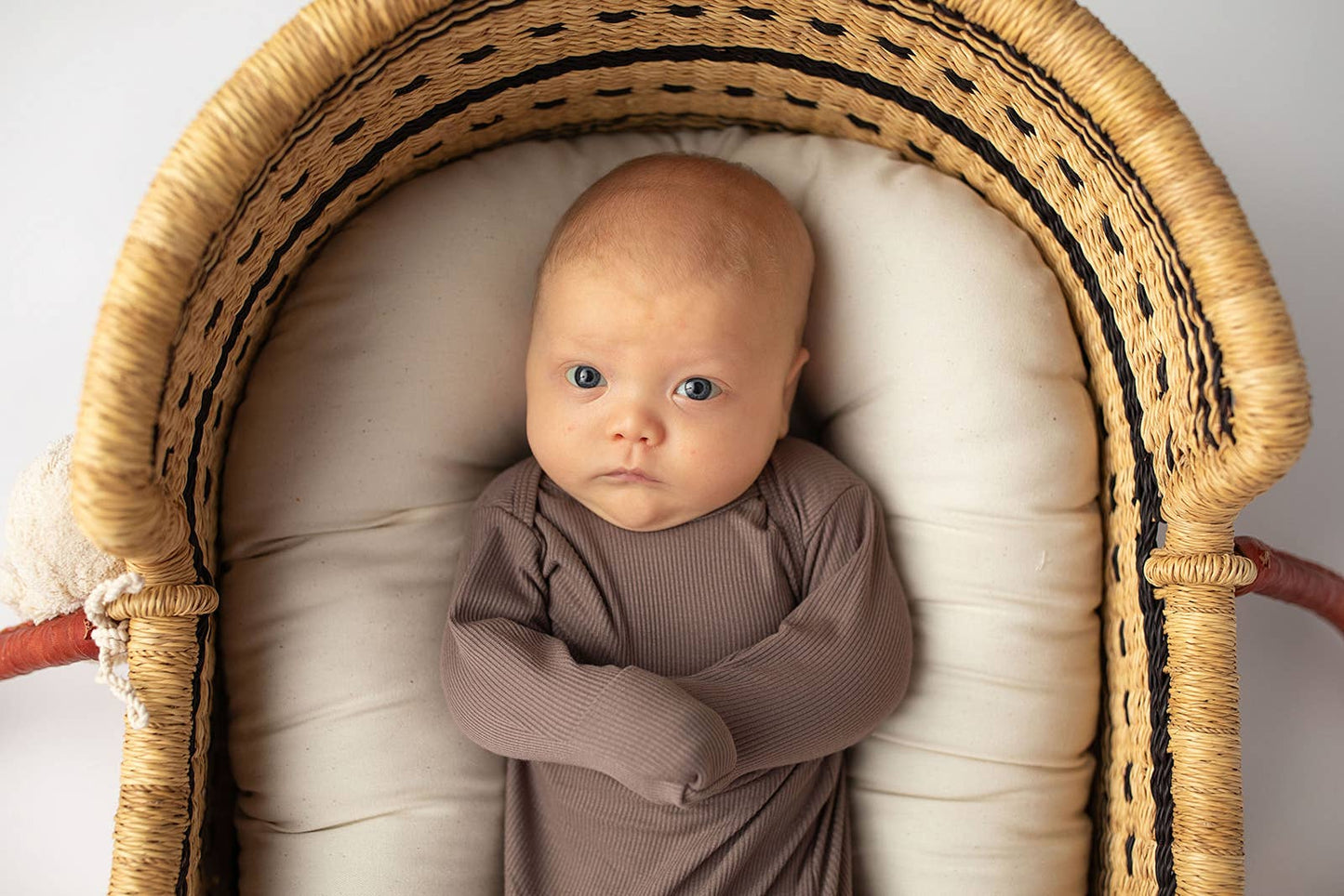 Cocoa Brown Ribbed Knotted Newborn Baby Gown sleepwear