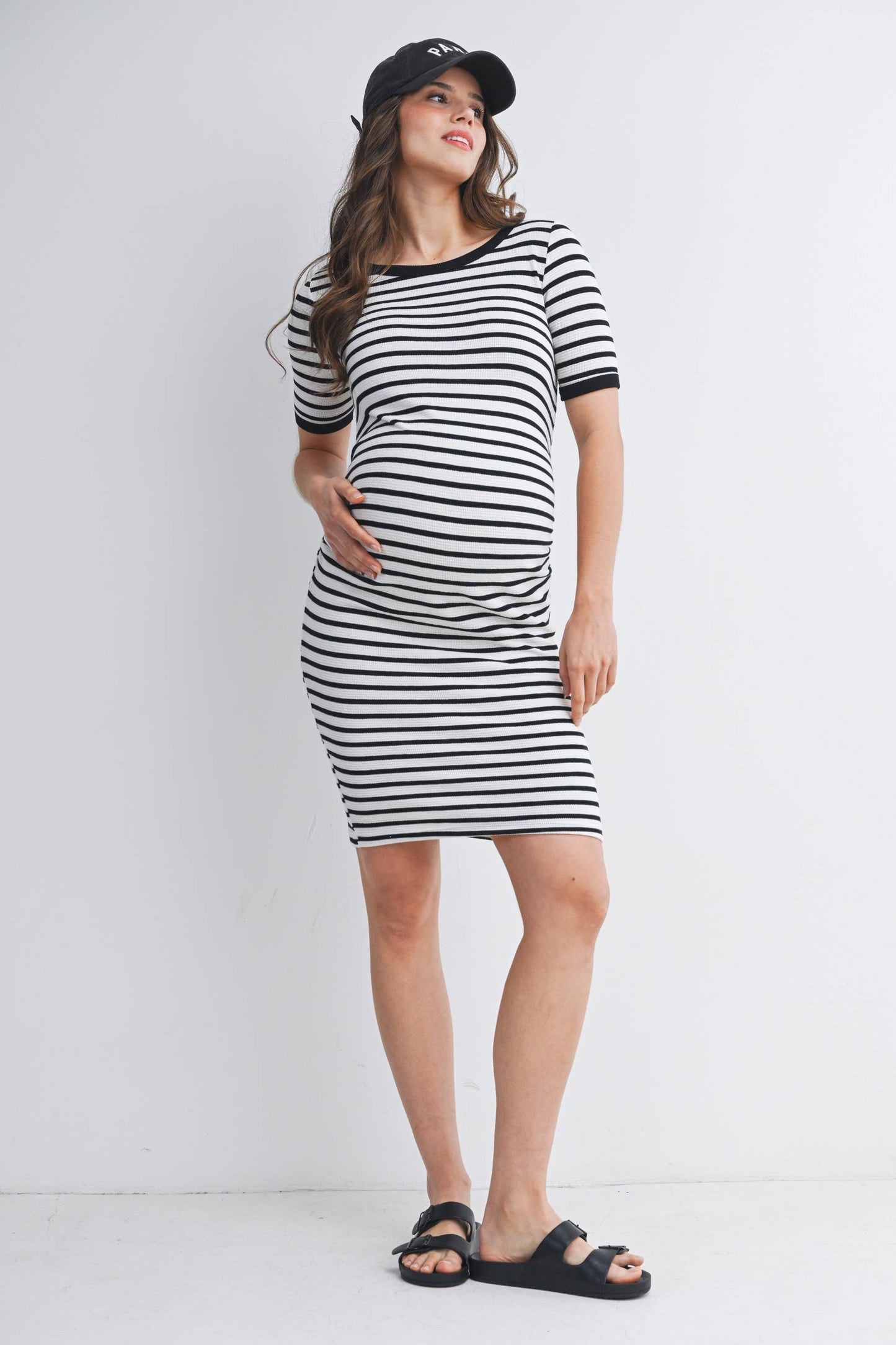 Striped Bodycon T-Shirt Maternity Dress