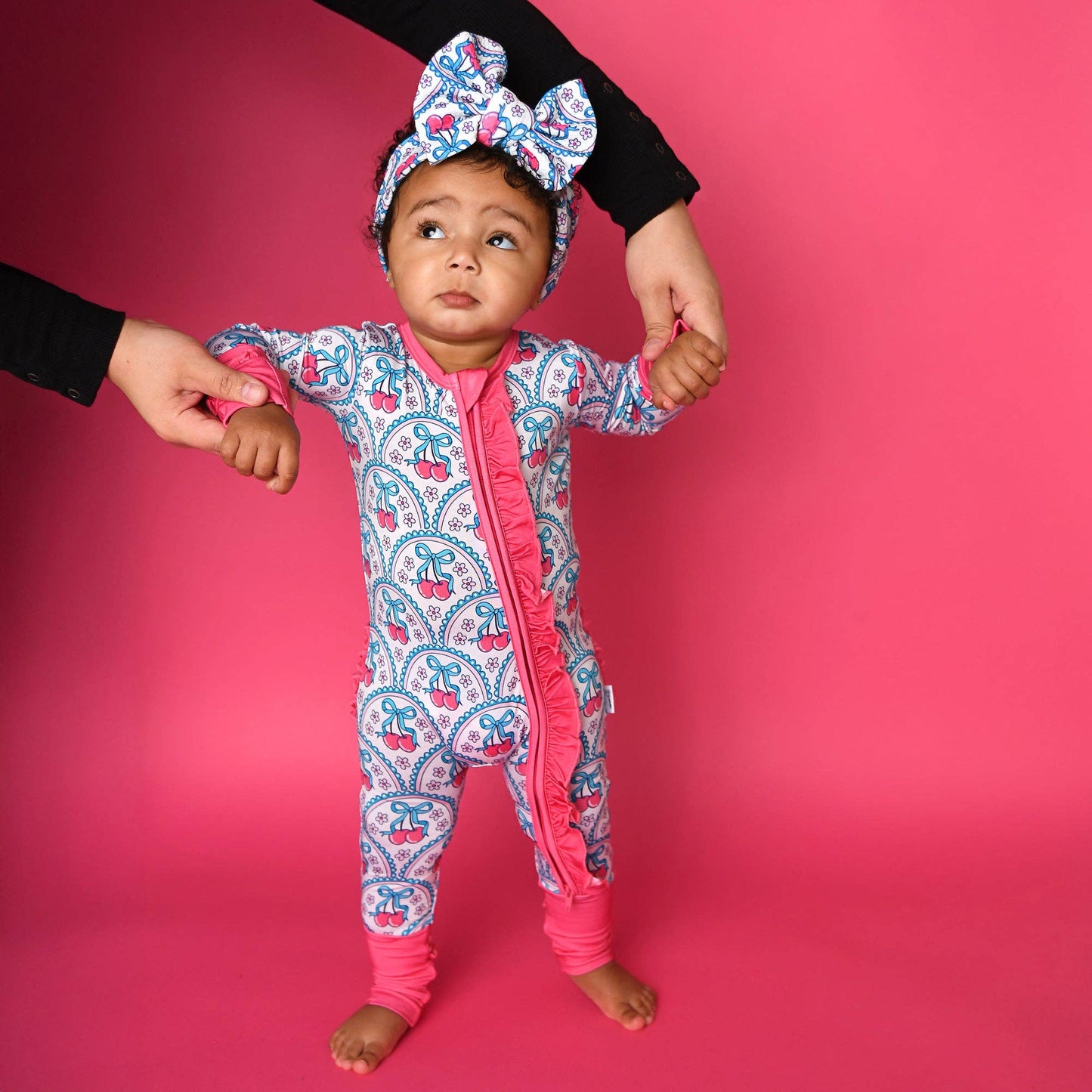 Cherry RUFFLE ZIP Bamboo One Piece Cherry Baby Outfit