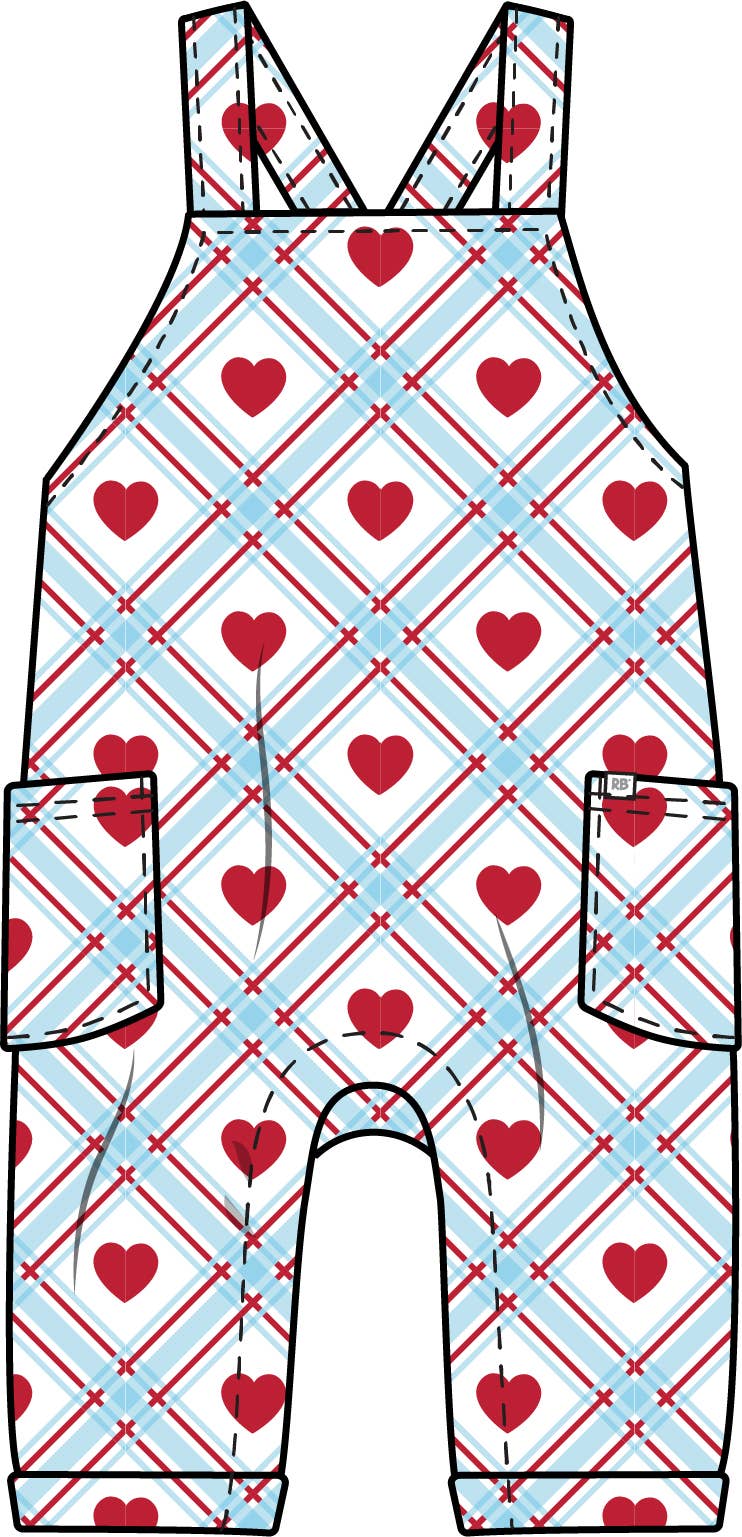 Baby Boys Blue Sweetheart Plaid Cotton Gauze Overall Jumpsuit