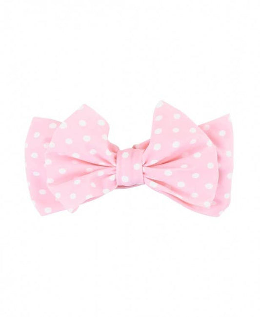 Girls Pink Polka Dot Swim + Active Bow Headband