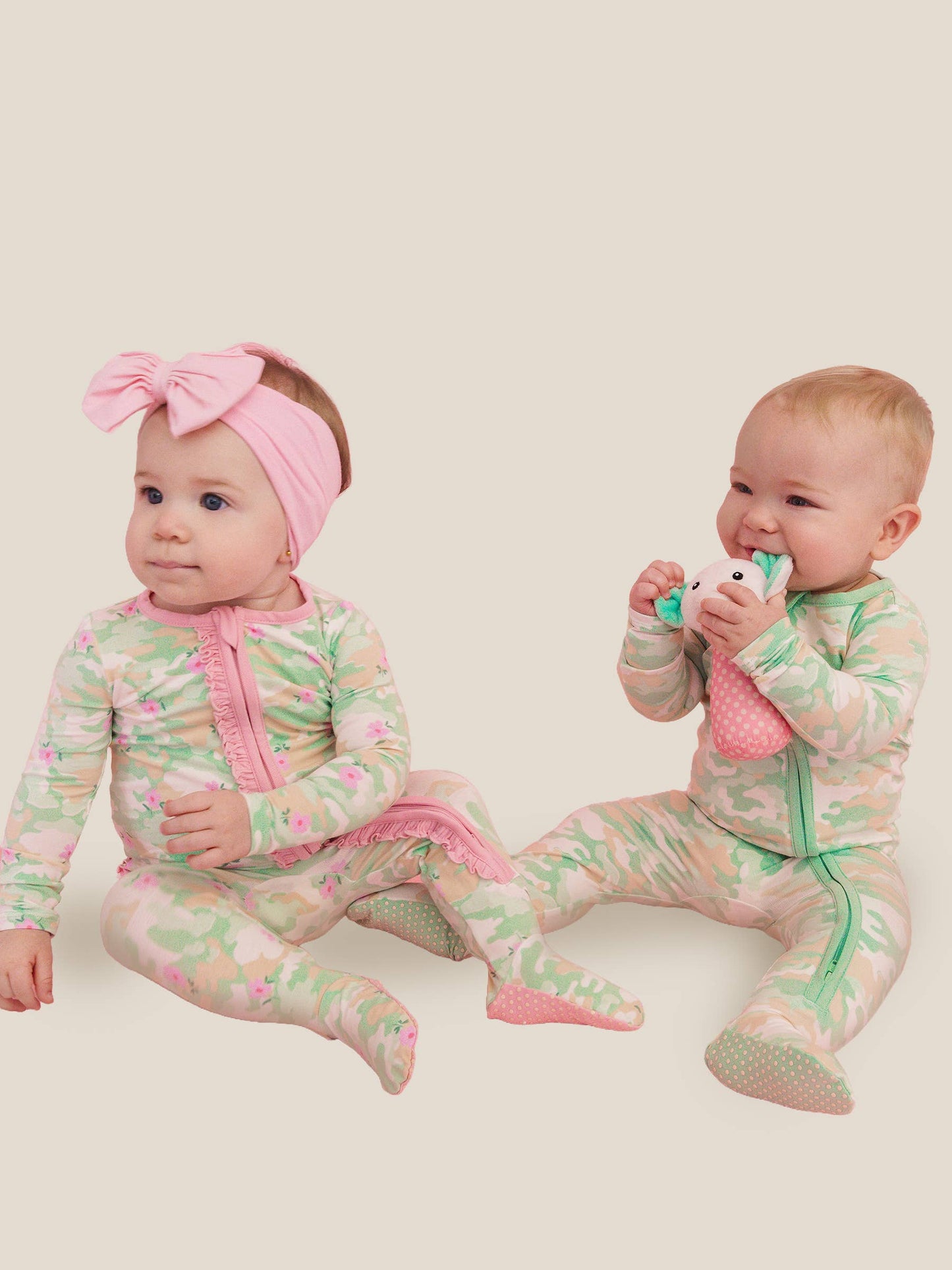 SoftSnooze™ Baby Cotton Modal Sage Trail Camo Footed One Piece Pajama