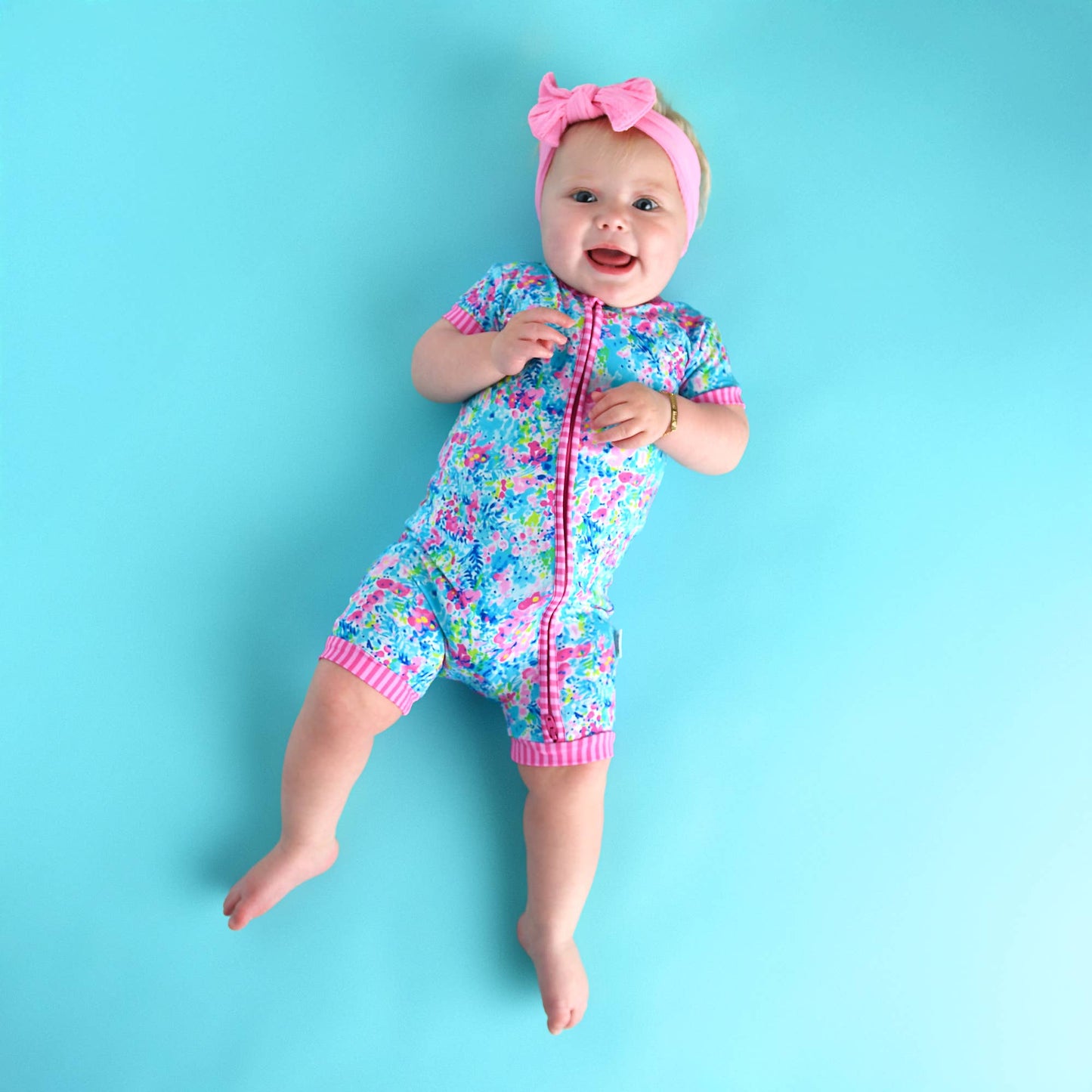 Ella SHORTY ZIP Bamboo One Piece Floral Baby Outfit