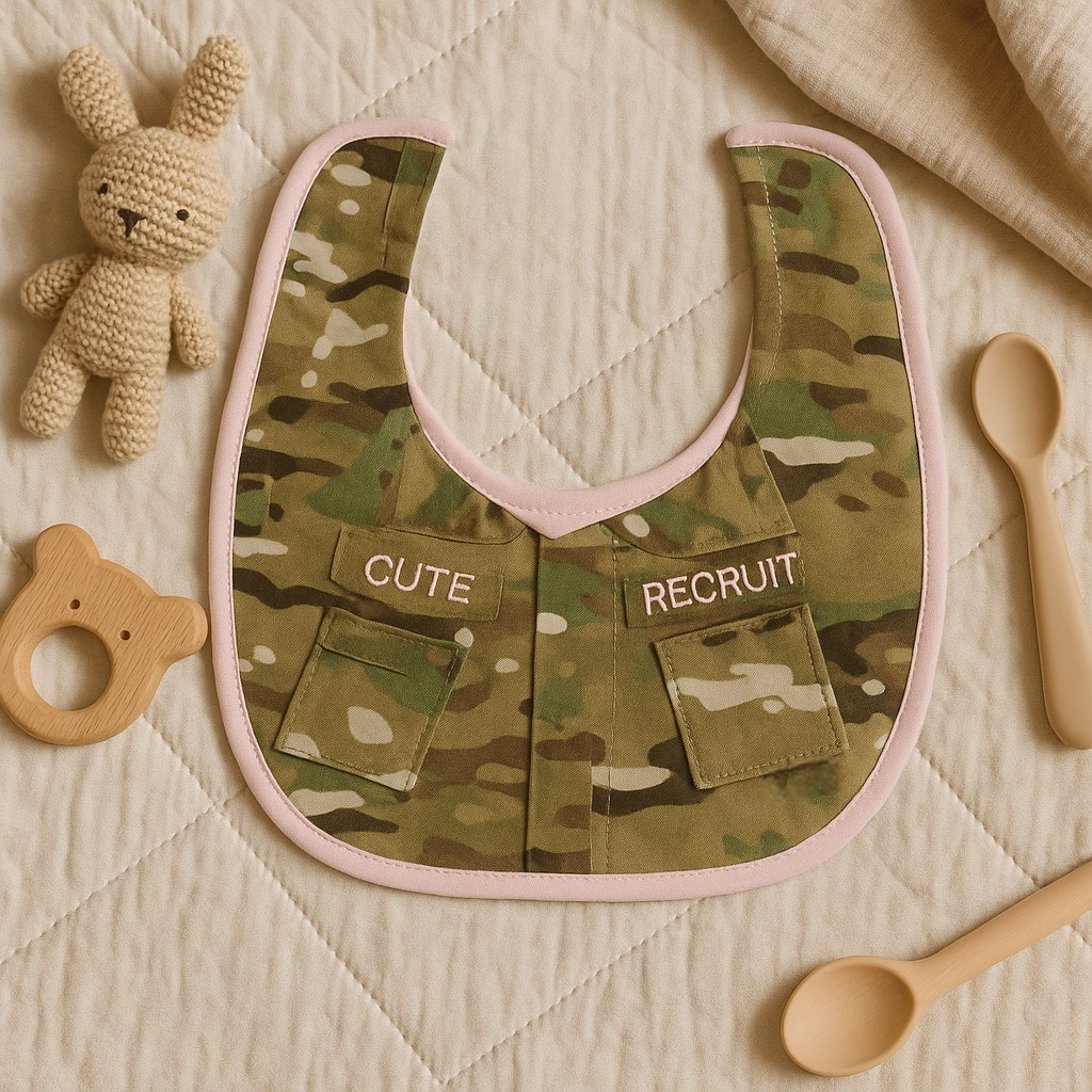 Girls Multicam/OCP Cute Recruit Baby Bib
