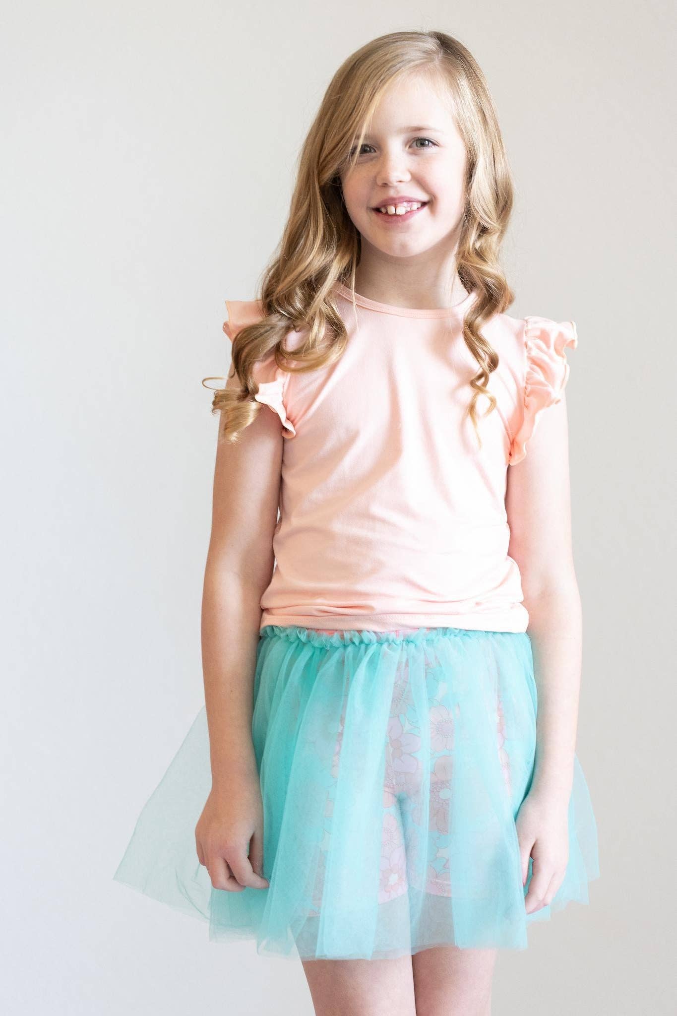 Peach S/S Ruffle Tee