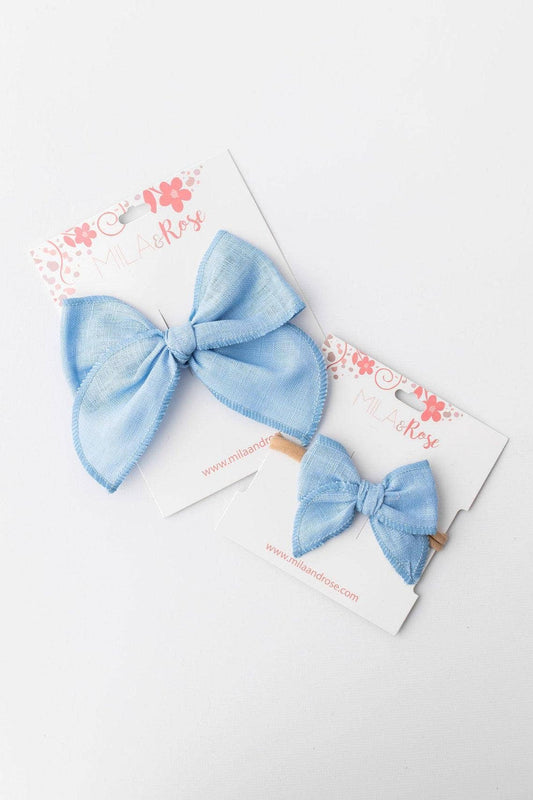 Classic Hair Bow - Bluebird