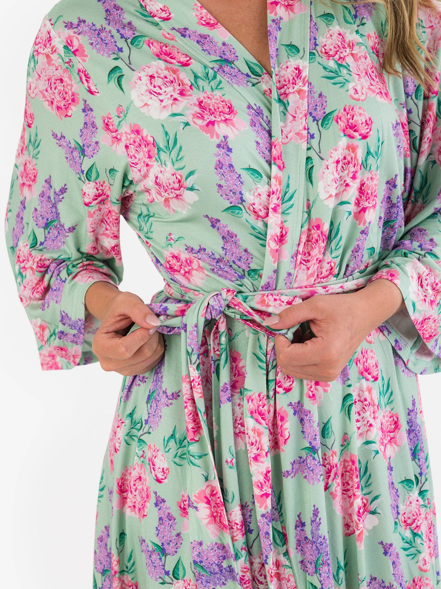 SoftSnooze™ Women's Bamboo Viscose Sage Garden Mommy & Me Maternity Robe