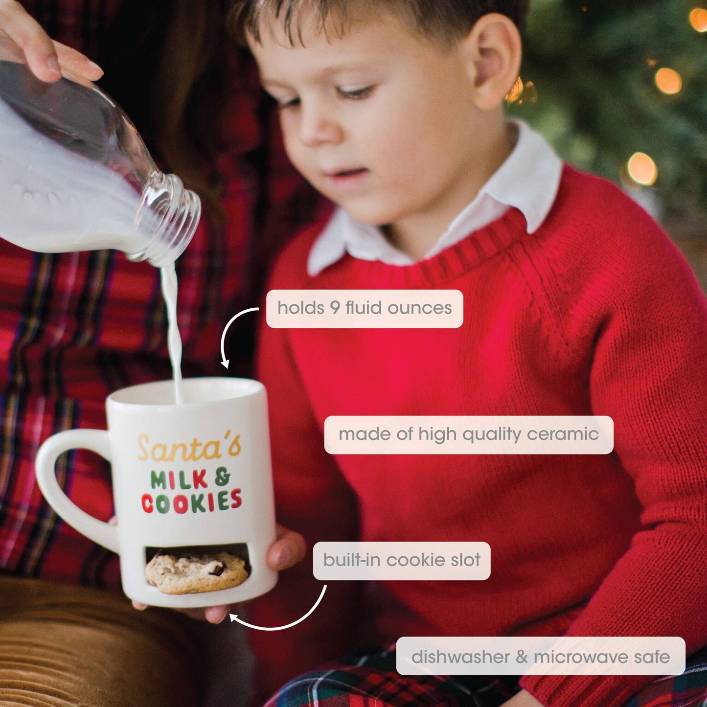 Santa’s Milk & Cookies Christmas Ceramic Mug, White