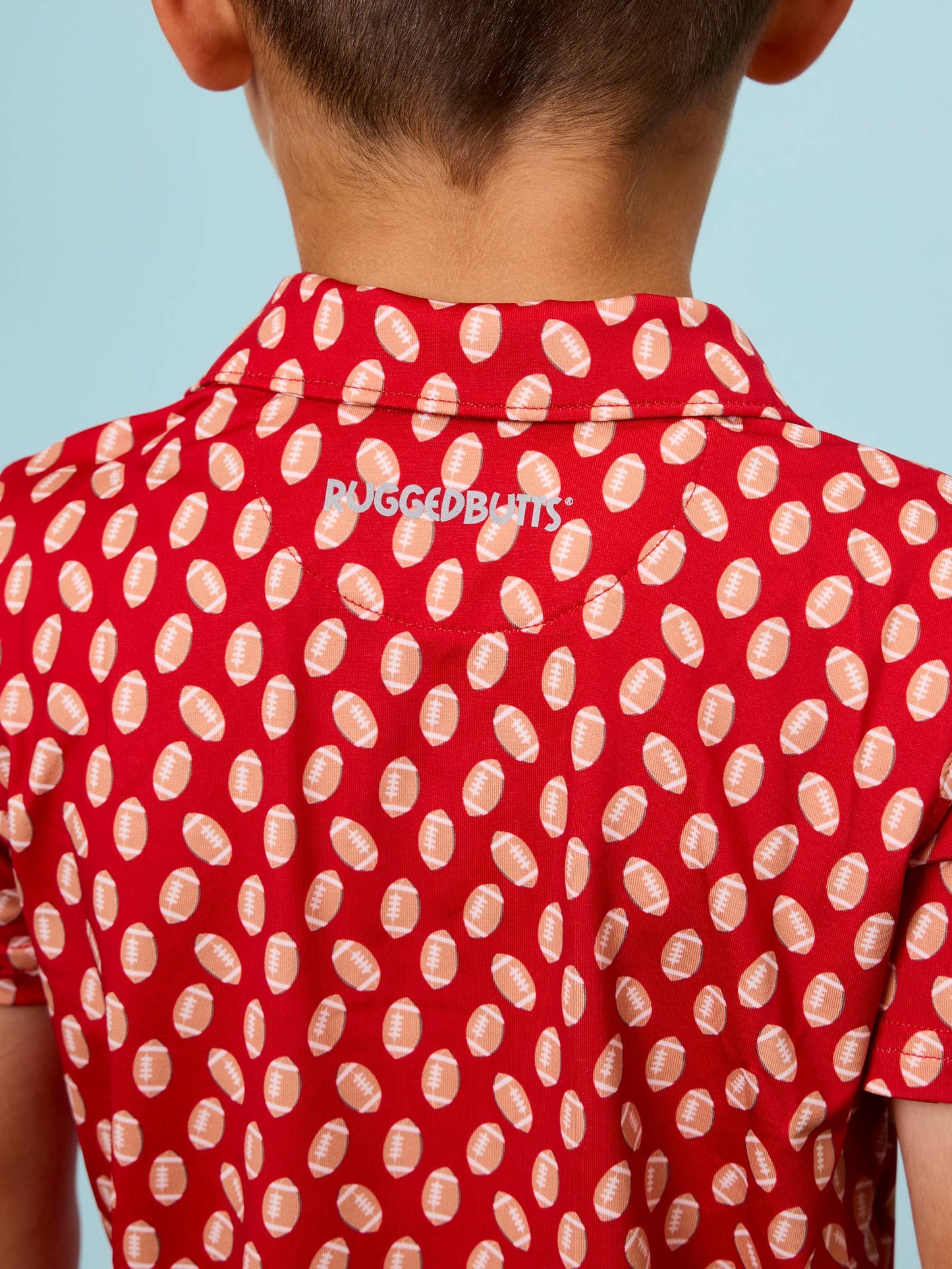 Boys Varsity Red Football Frenzy Knit Short Sleeve Performance Polo