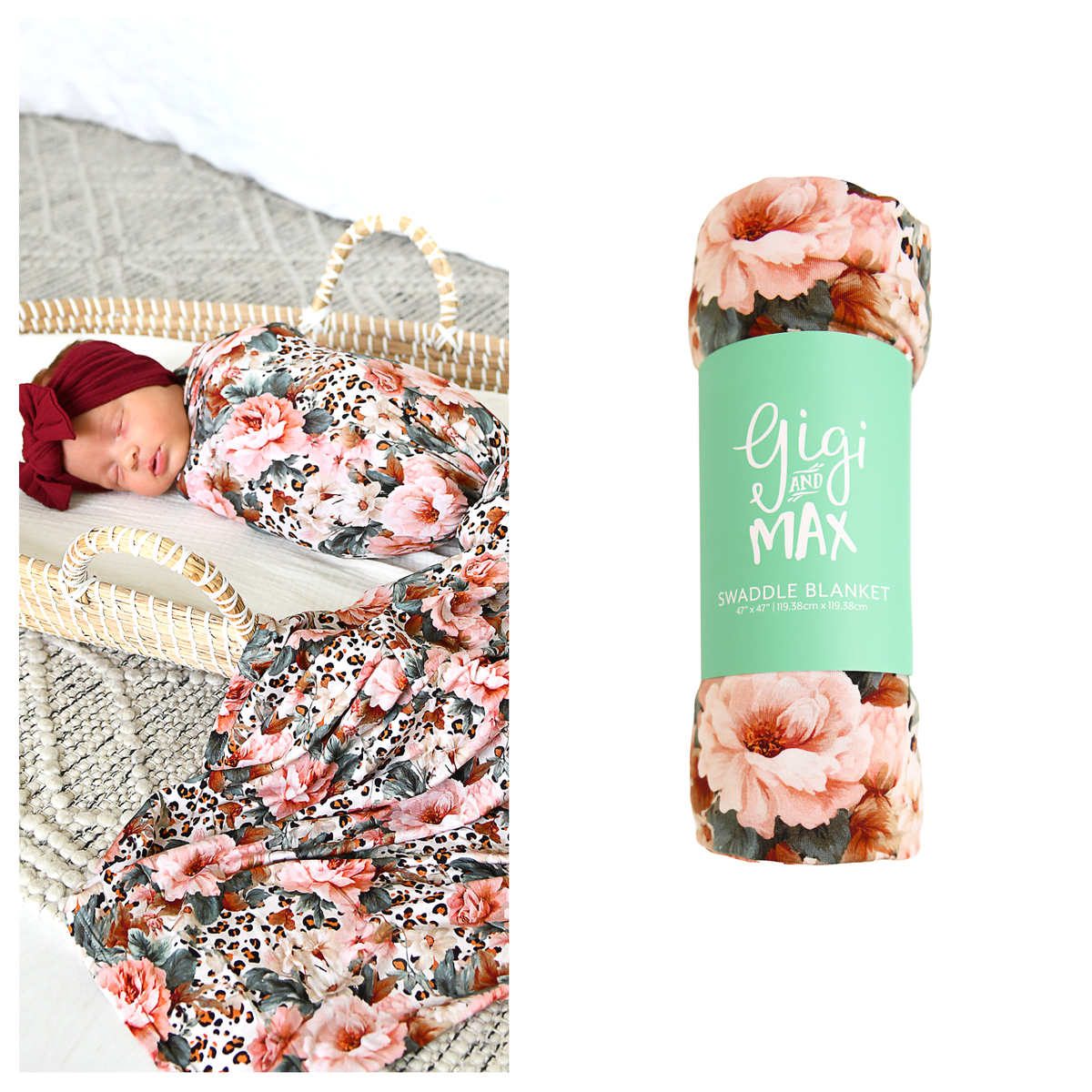 Laura SWADDLE Floral Bamboo Baby Blanket Coming Home Gift