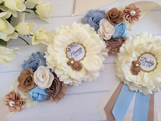 Teddy Bear Boy Baby Shower Mom To Be Sash Belt Photo Prop