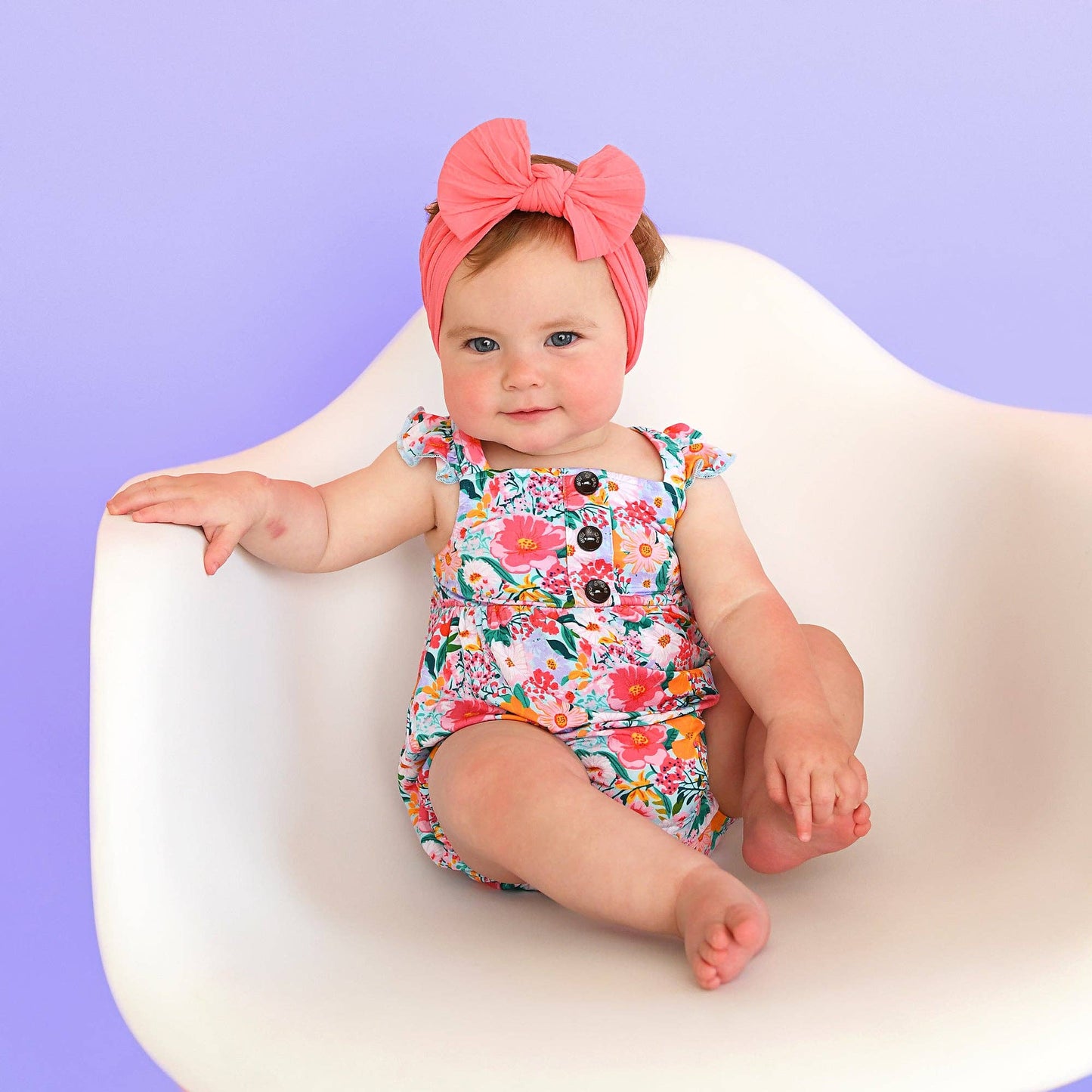 Cecelia Floral BUTTON BUBBLE Bamboo One Piece Baby Outfit