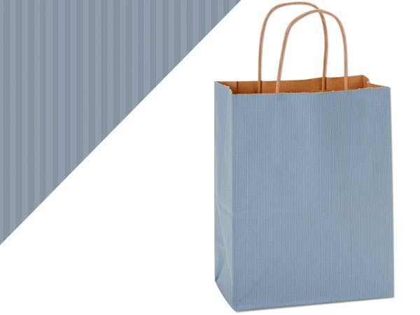 Recycled Shadow Stripe Kraft Paper Retail Shopping Bags