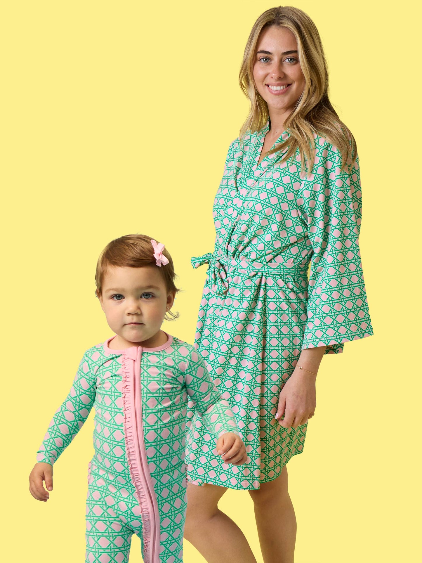 SoftSnooze™ Women's Cotton Modal Pink Coastal Cane Mommy & Me Maternity Robe