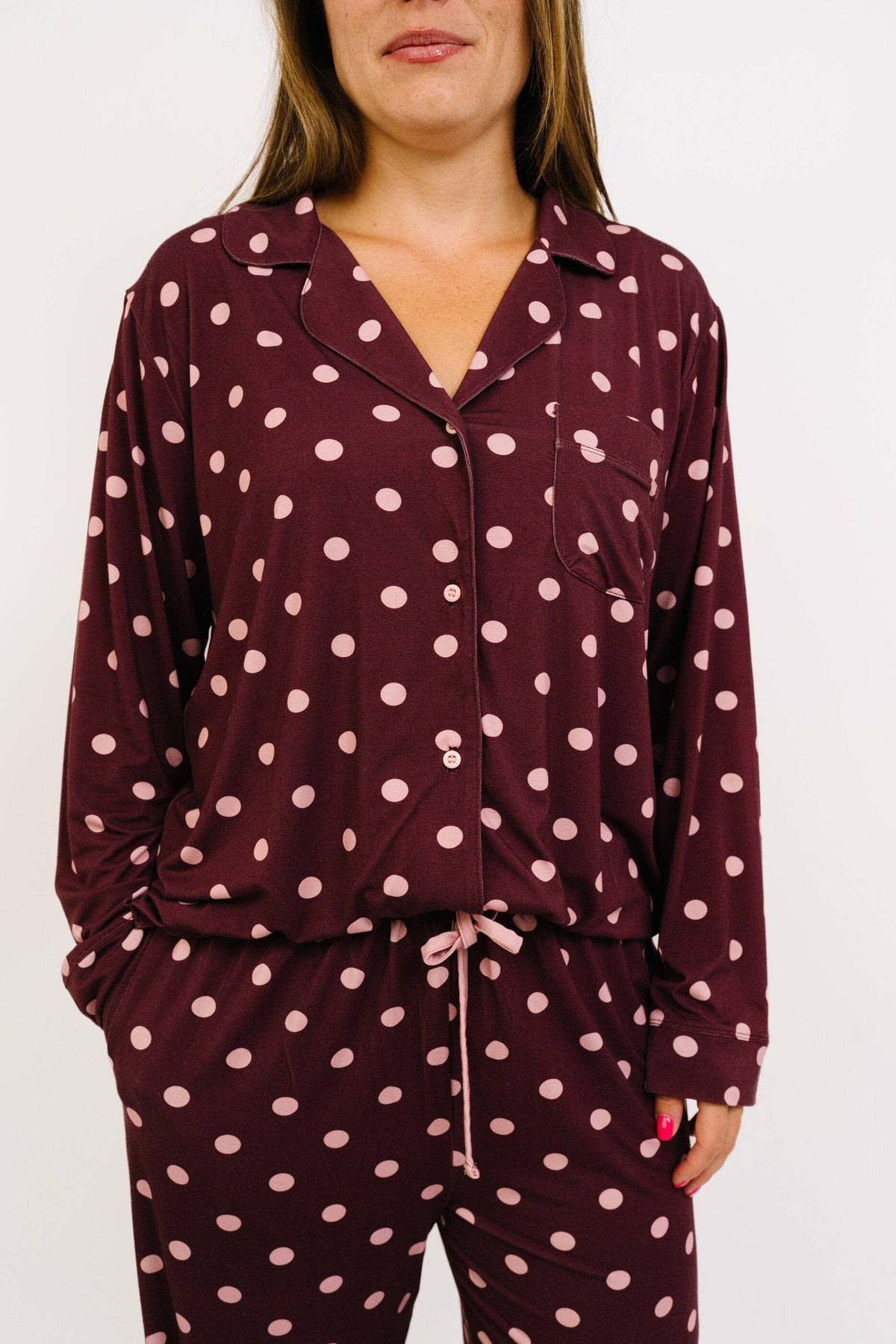 Mulberry Polkadot Women's Bamboo Pajama Set