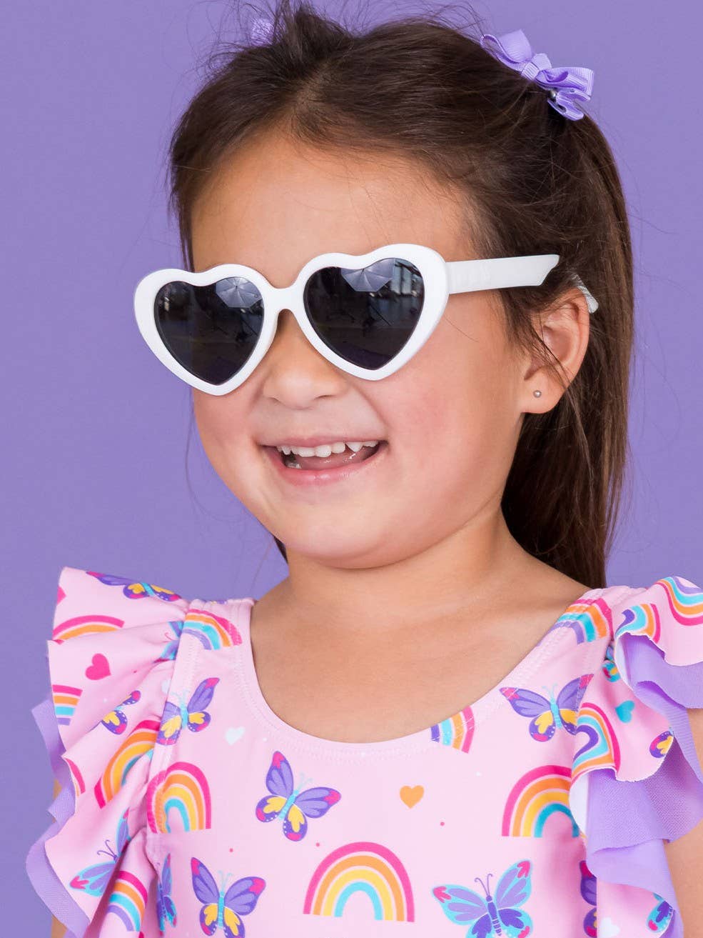 Girls White Heart Shaped Sunglasses