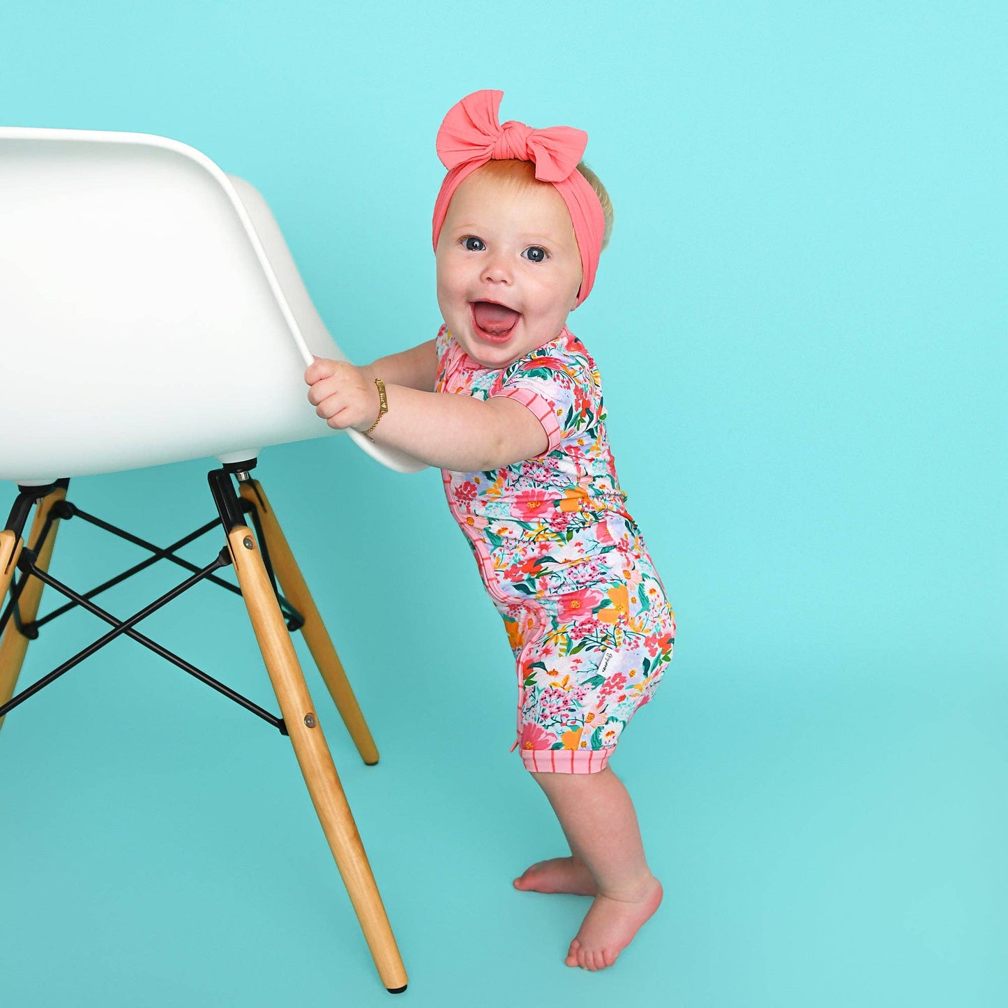 Cecelia Floral SHORTY ZIP Bamboo One Piece Baby Outfit