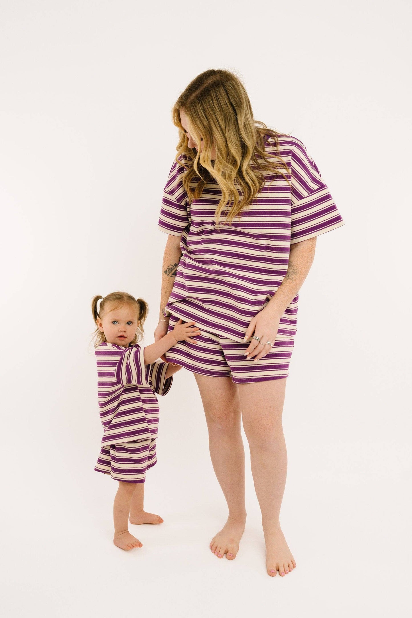 Women's Plum Stripe Slouchy Set