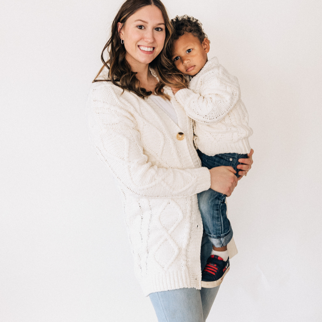 Ivory Cable Knit Cardigan- Child