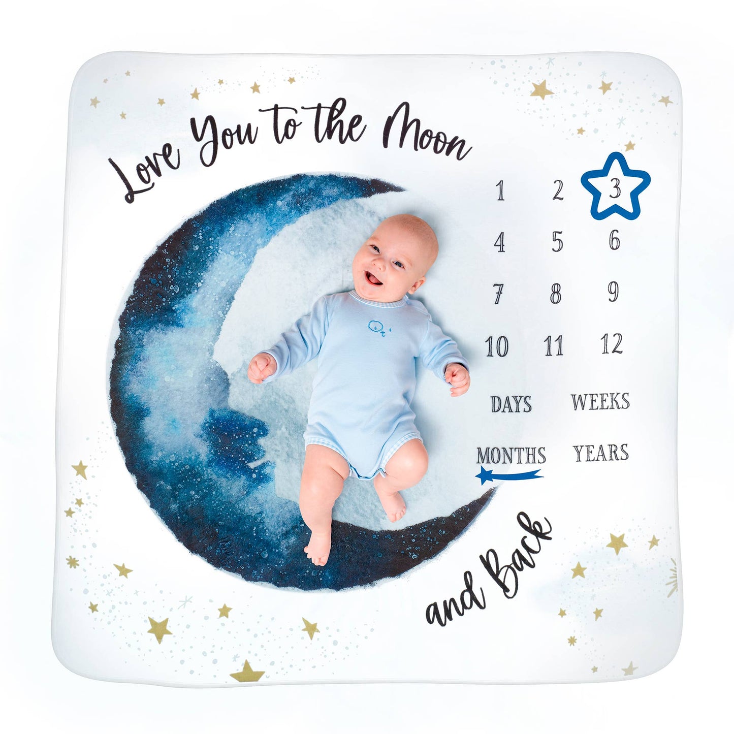 Lillian Rose To the Moon and Back Baby Milestone Blanket