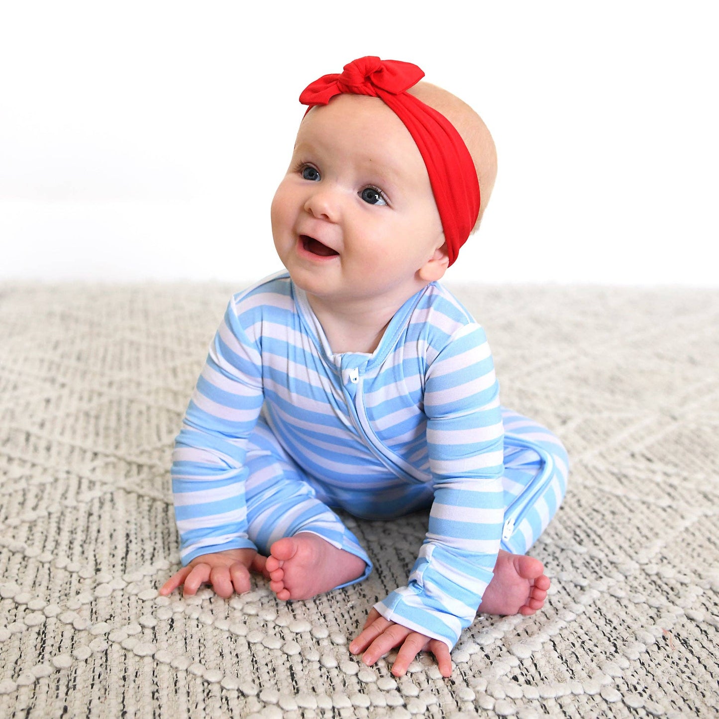 Hudson ZIP Bamboo Striped One Piece Baby Outfit