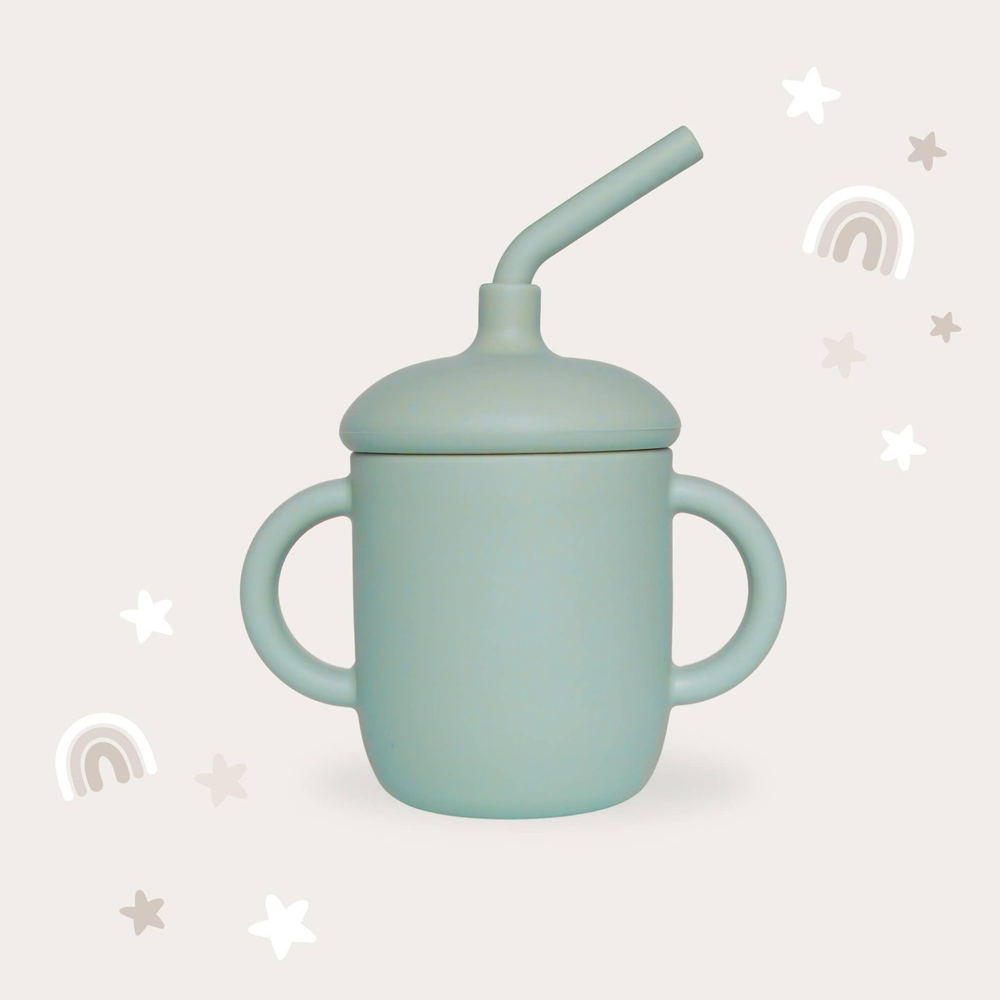 Sippy Cup with Straw, Spill-Proof & Anti-Stain - Sage
