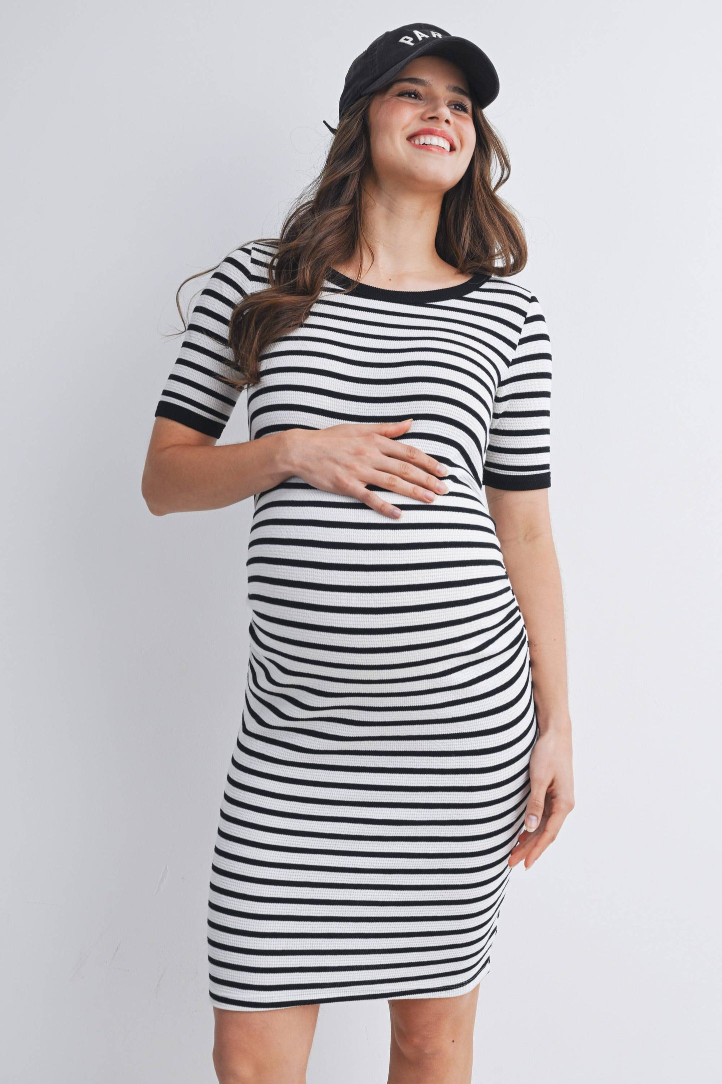 Striped Bodycon T-Shirt Maternity Dress