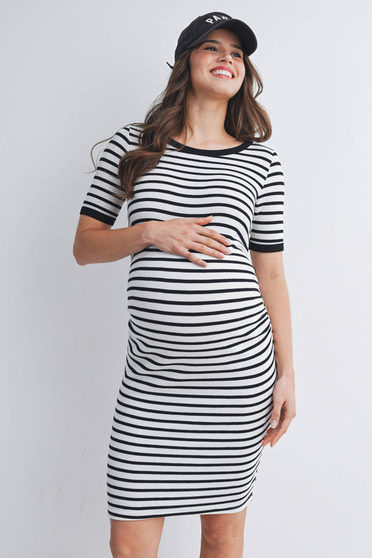 Striped Bodycon T-Shirt Maternity Dress