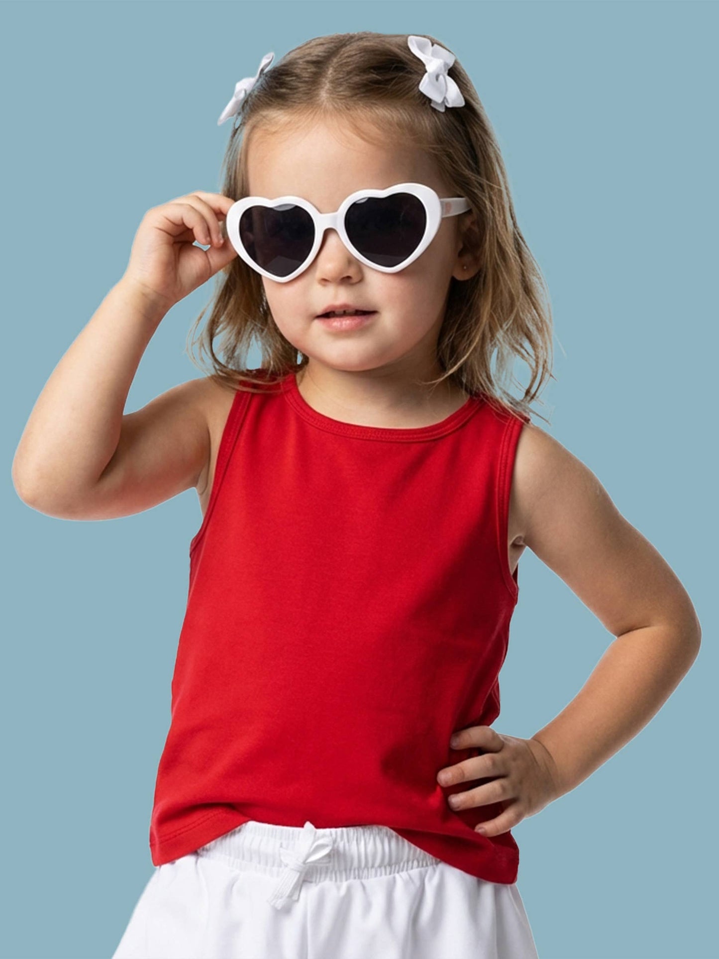 Girls White Heart Shaped Sunglasses