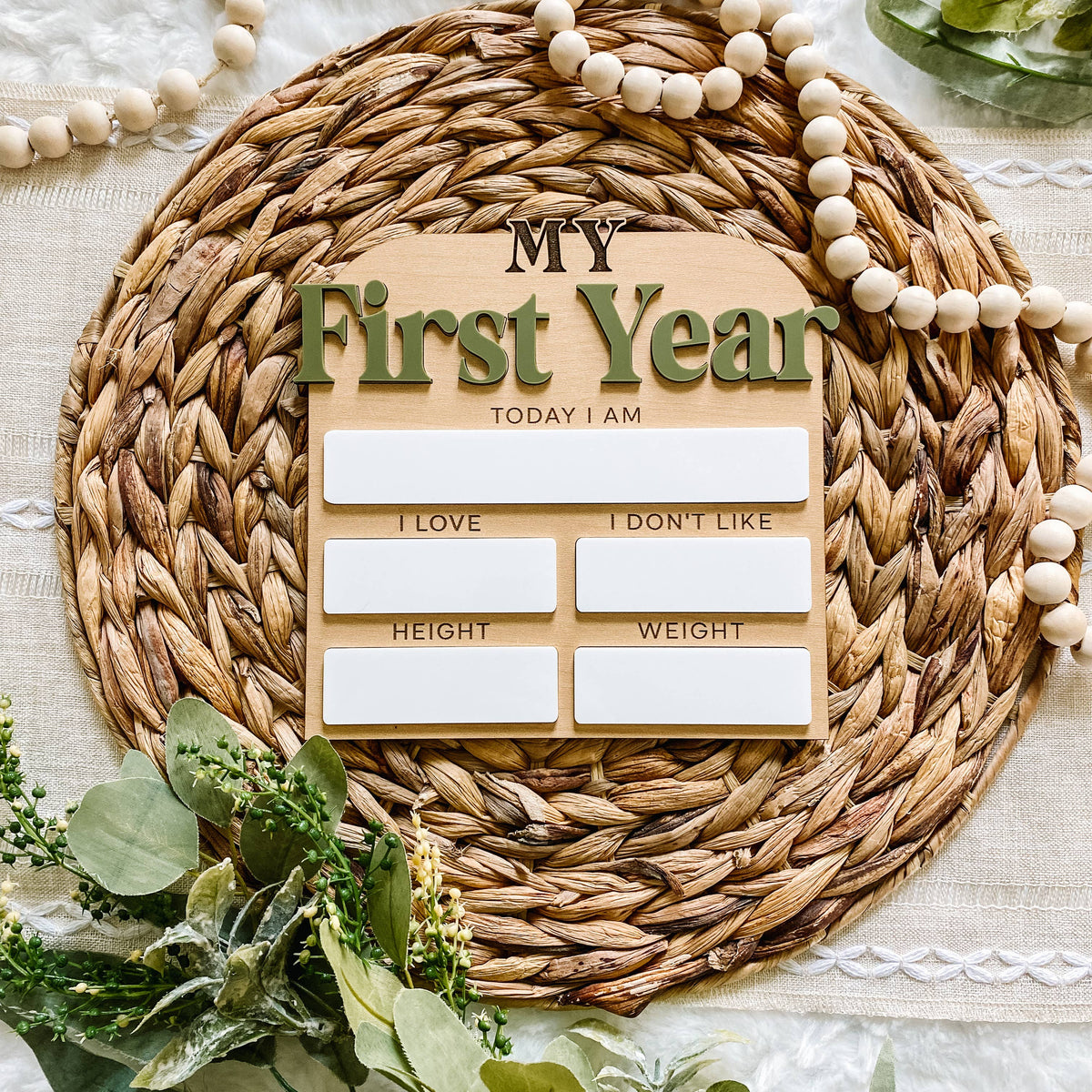 First Year Monthly Milestone Stat Board