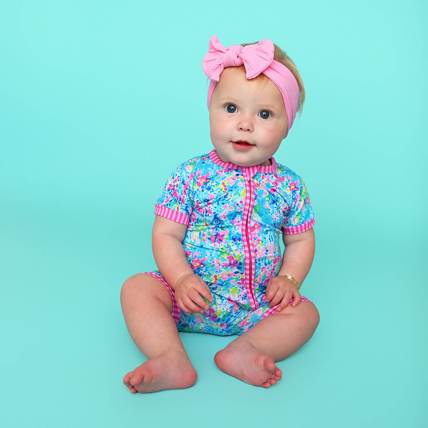 Ella SHORTY ZIP Bamboo One Piece Floral Baby Outfit