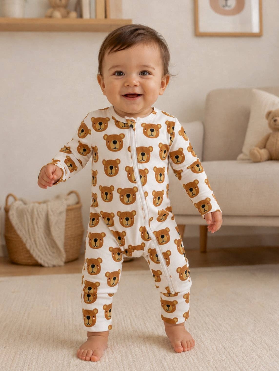 Baby Bear / Organic Cotton 2-Way Zip Romper