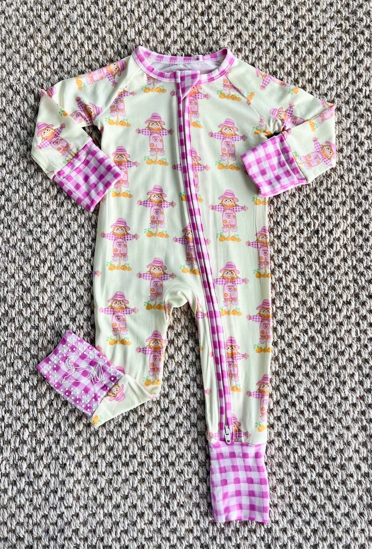 Pink Scarecrow Zipper Onesie