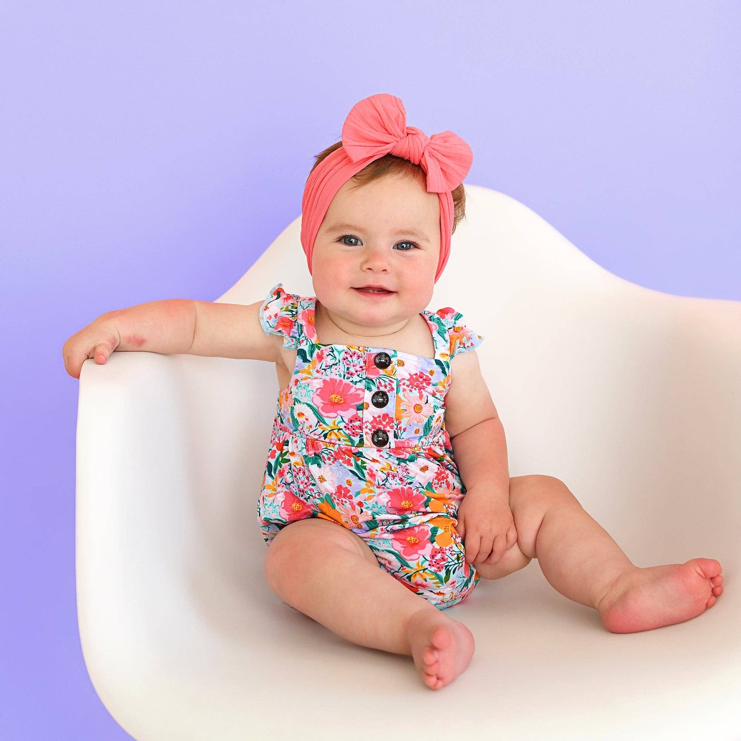 Cecelia Floral BUTTON BUBBLE Bamboo One Piece Baby Outfit