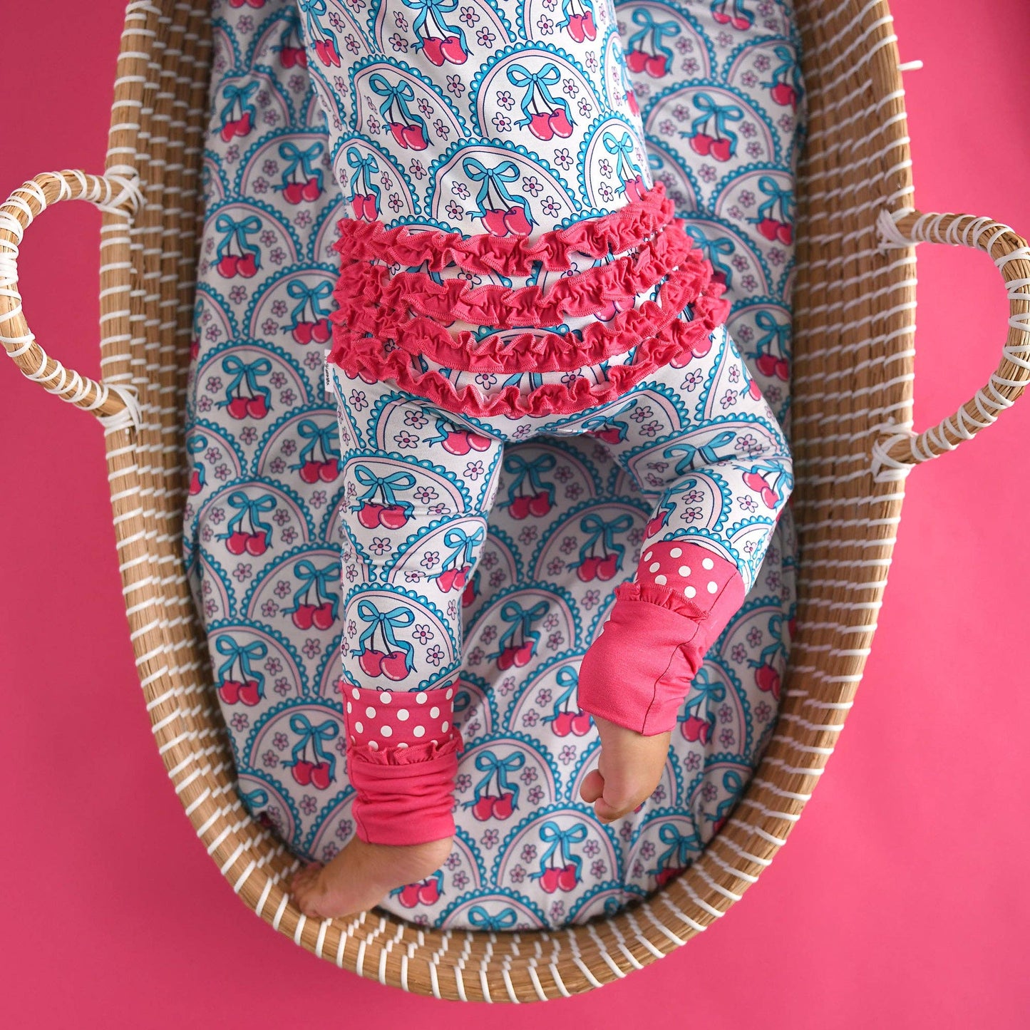 Cherry RUFFLE ZIP Bamboo One Piece Cherry Baby Outfit