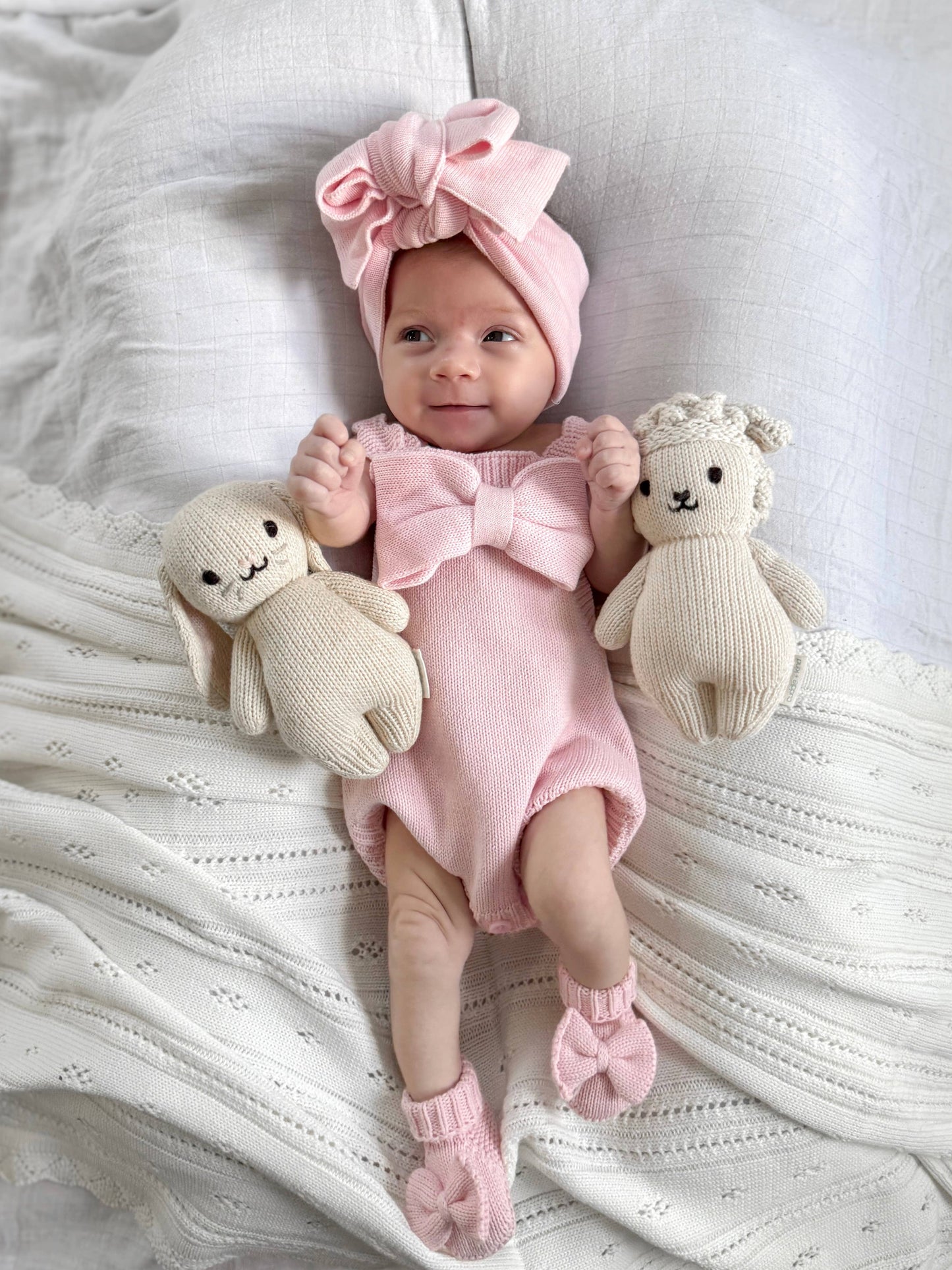 Oversized Bow Romper - Powder Pink