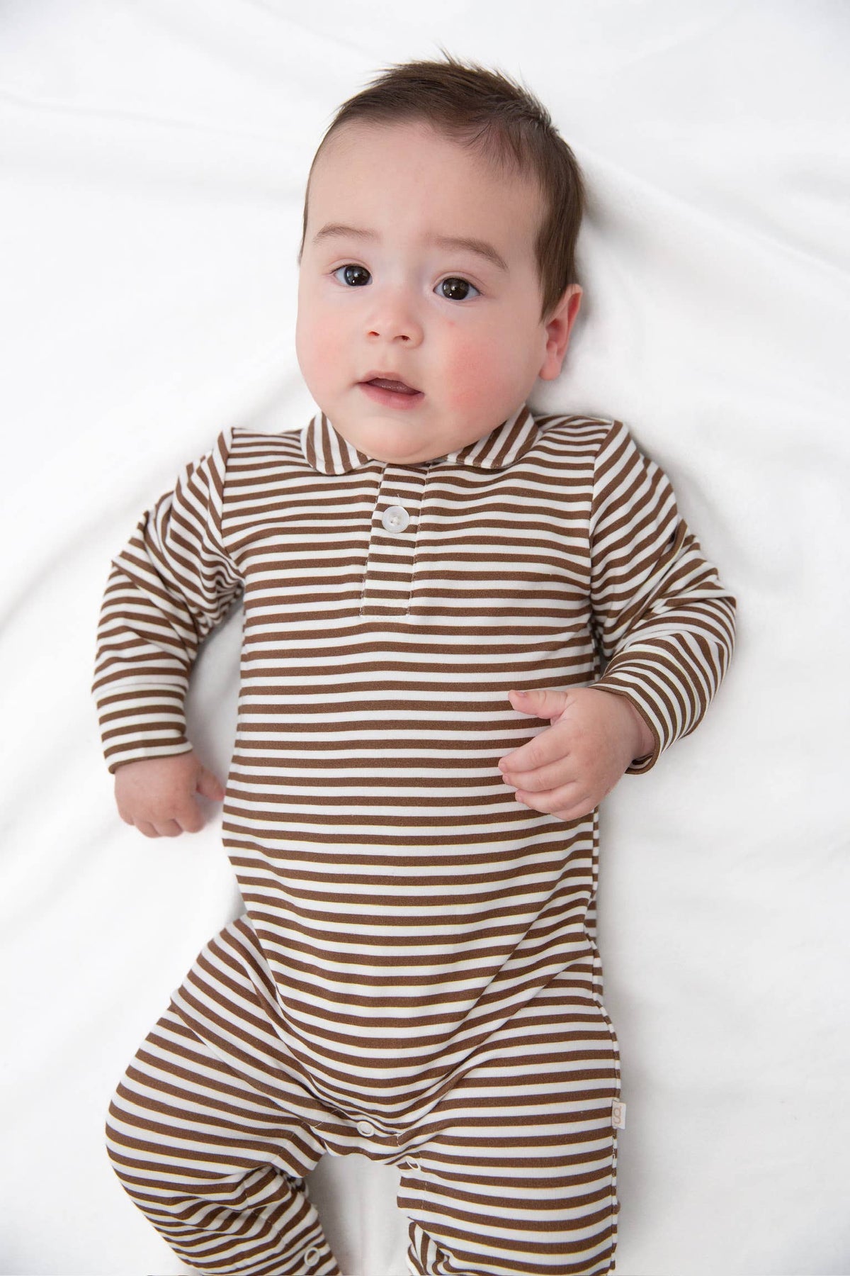 Chocolate Stripes - Sweatshirt Polo Romper
