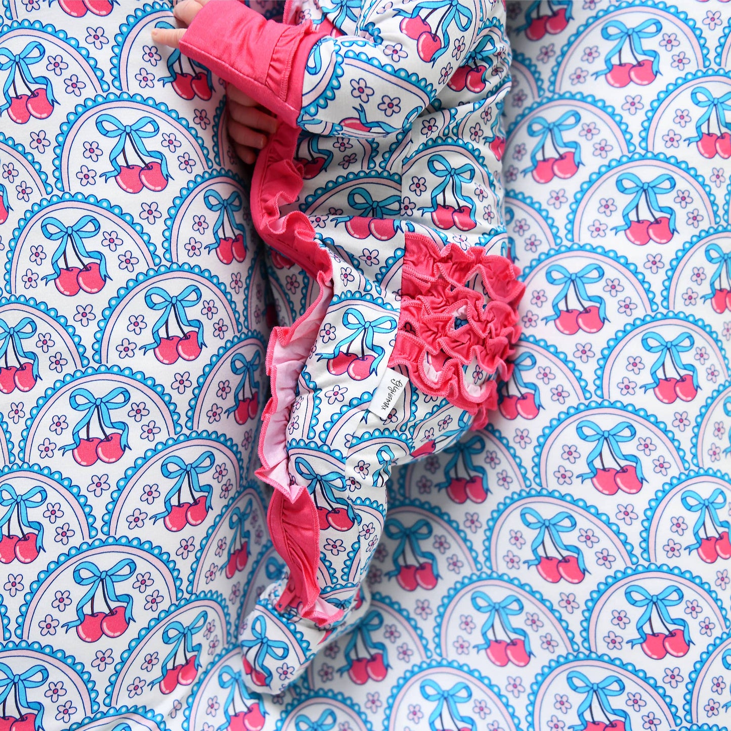 Cherry RUFFLE ZIP Bamboo One Piece Cherry Baby Outfit