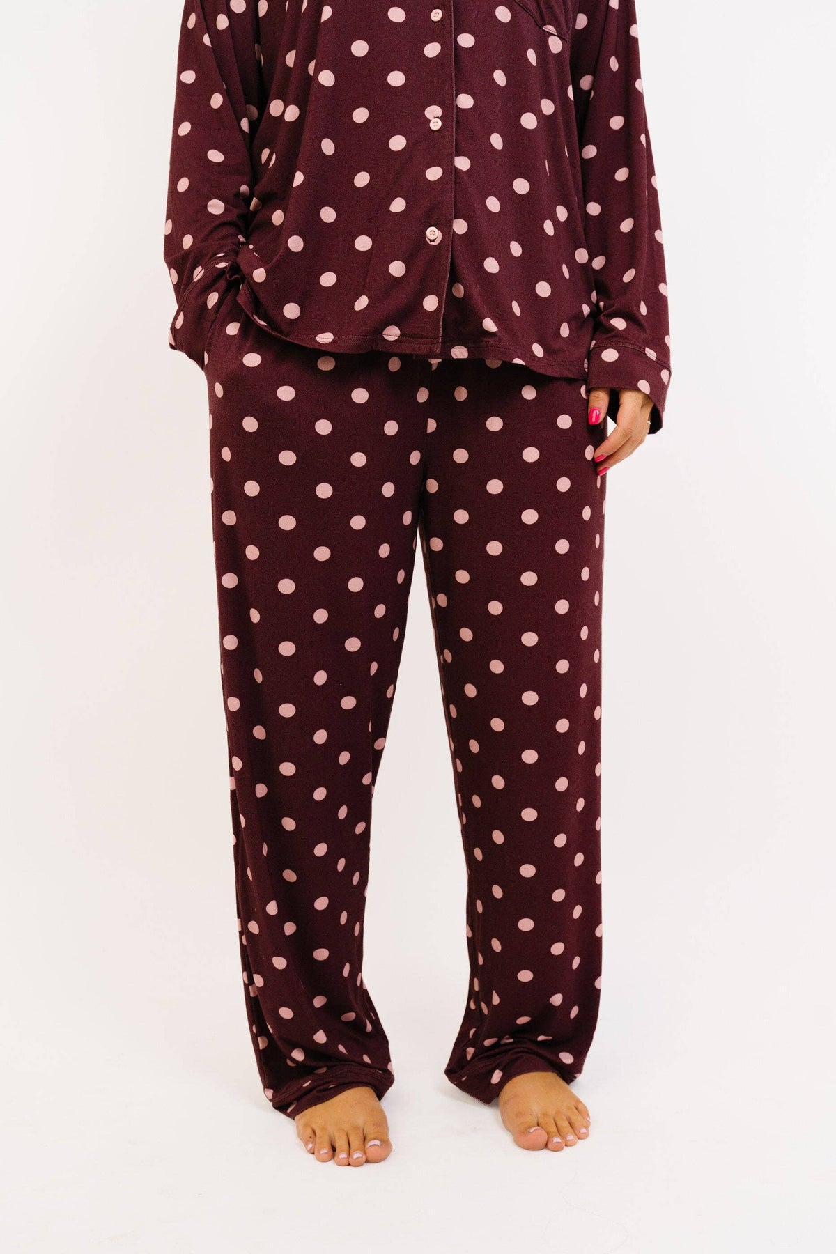 Mulberry Polkadot Women's Bamboo Pajama Set