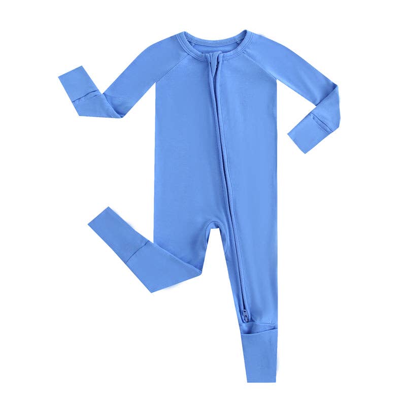 Pure Blue Zippered Romper NICU Micro-Preemie Sleep & Play